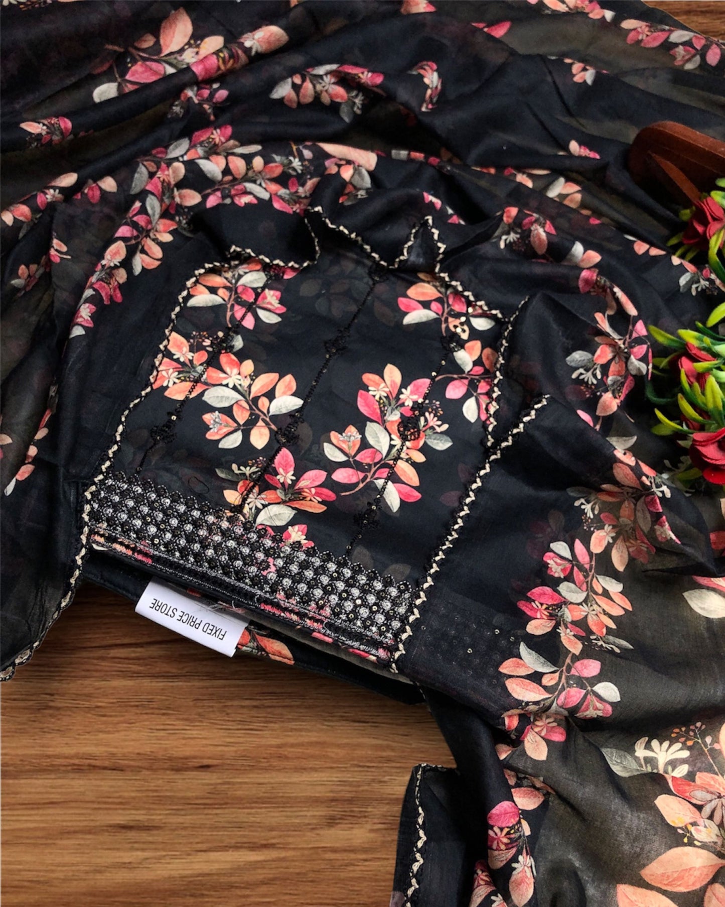 Midnight🖤Embroidered Cotton Suit< 3 Pieces Set🌹