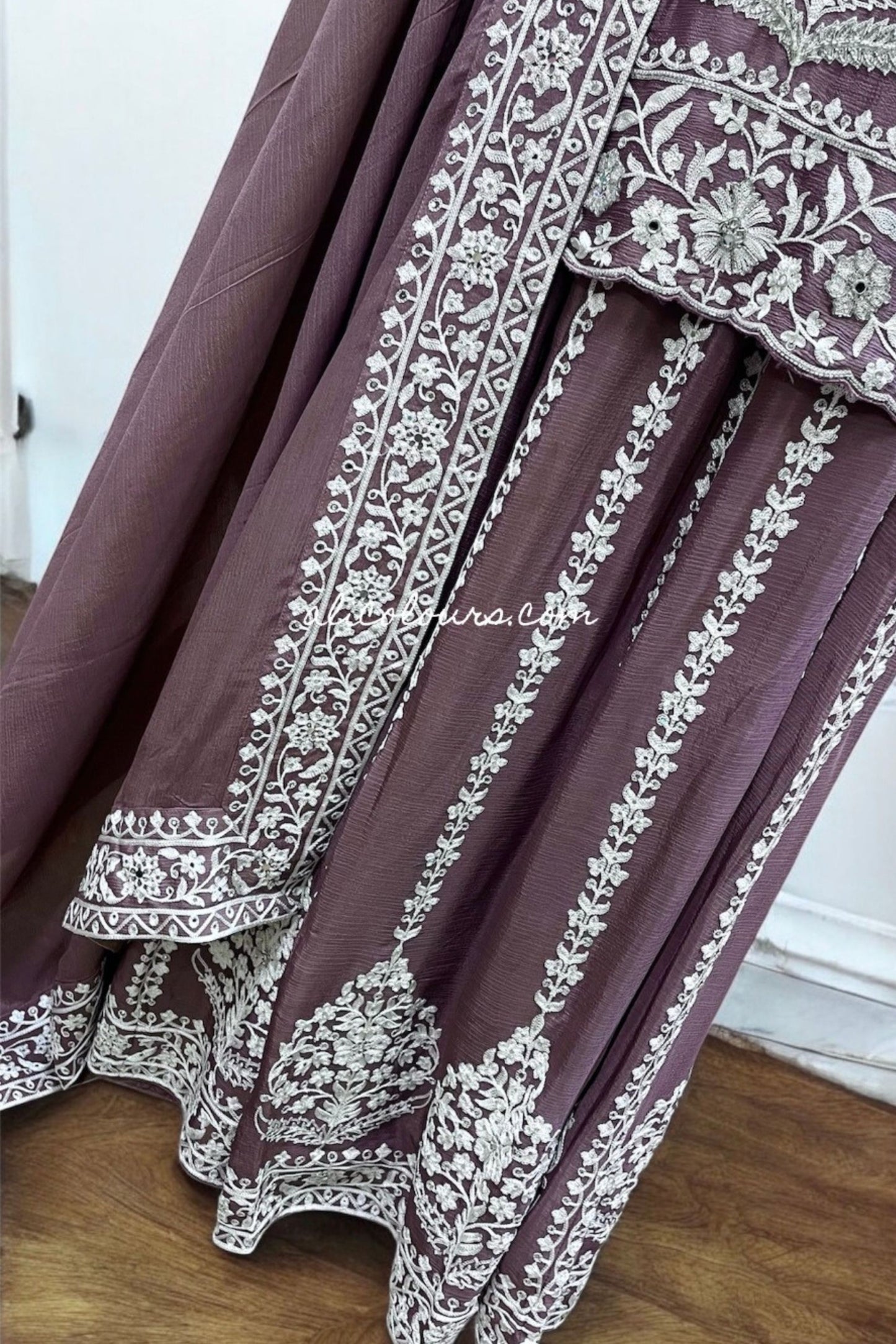 LIGHT PINKISH PURPLE HEAVY EMBROIDERED STITCHED SHARARA SUIT