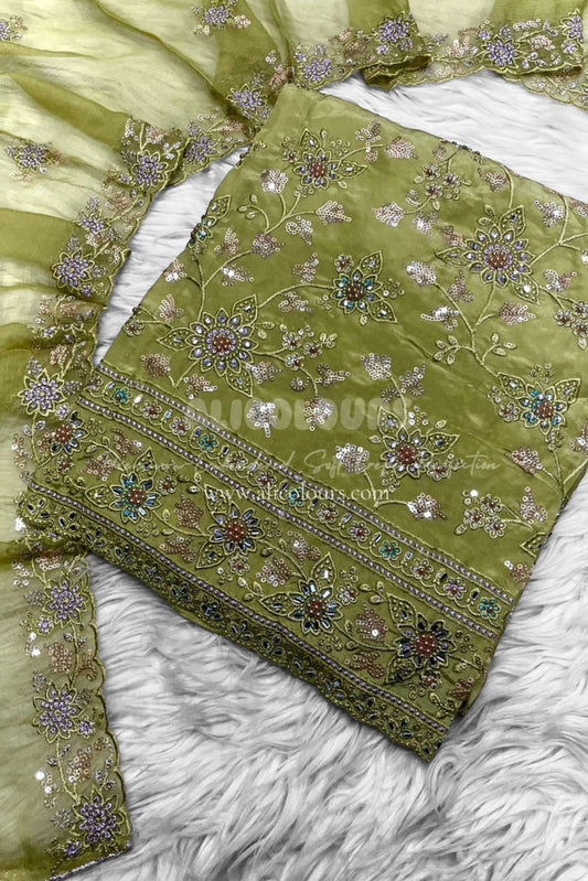 CREPE SILK HEAVY RESHAM EMBROIDERY HANDWORK COLLECTION