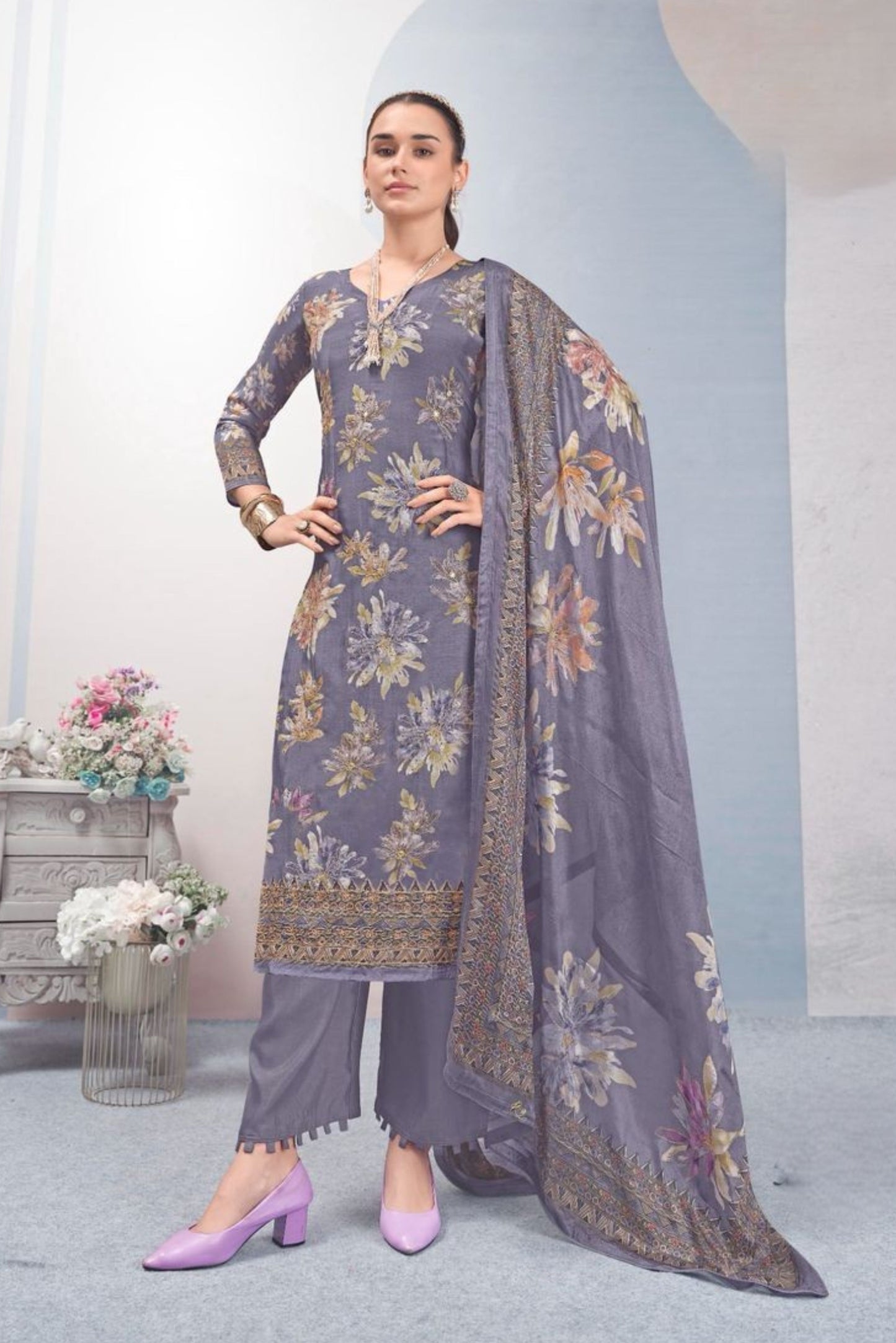 PURE MUSLIN ZARI EMBROIDERY PERFECTION | 55486-C