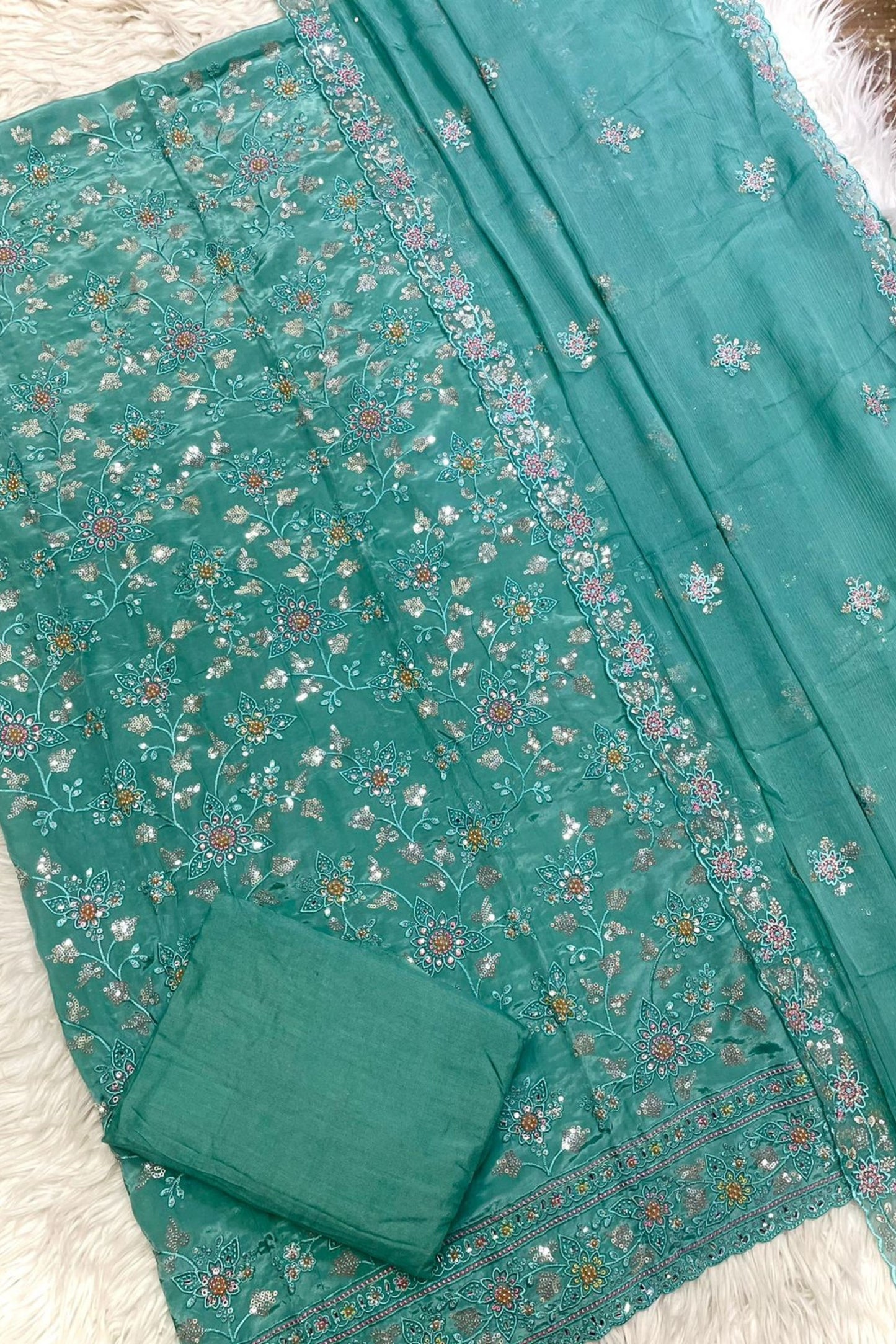 CREPE SILK HEAVY RESHAM EMBROIDERY HANDWORK COLLECTION