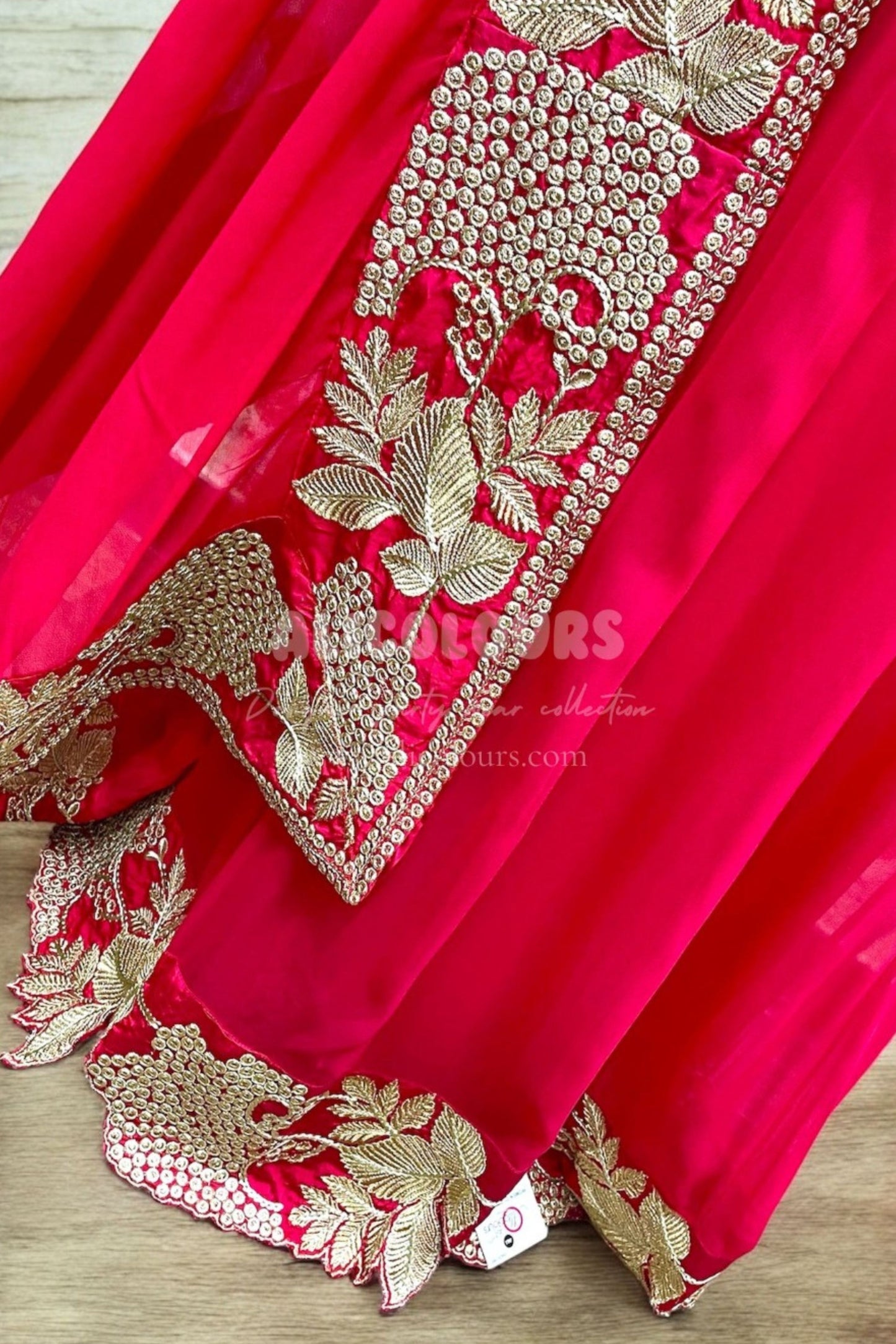 RUBY RED EMBROIDERED & SEQUINS GOWN DRESS WITH DUPATTA