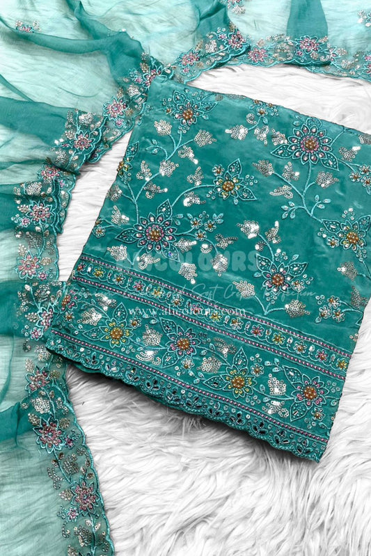 CREPE SILK HEAVY RESHAM EMBROIDERY HANDWORK COLLECTION