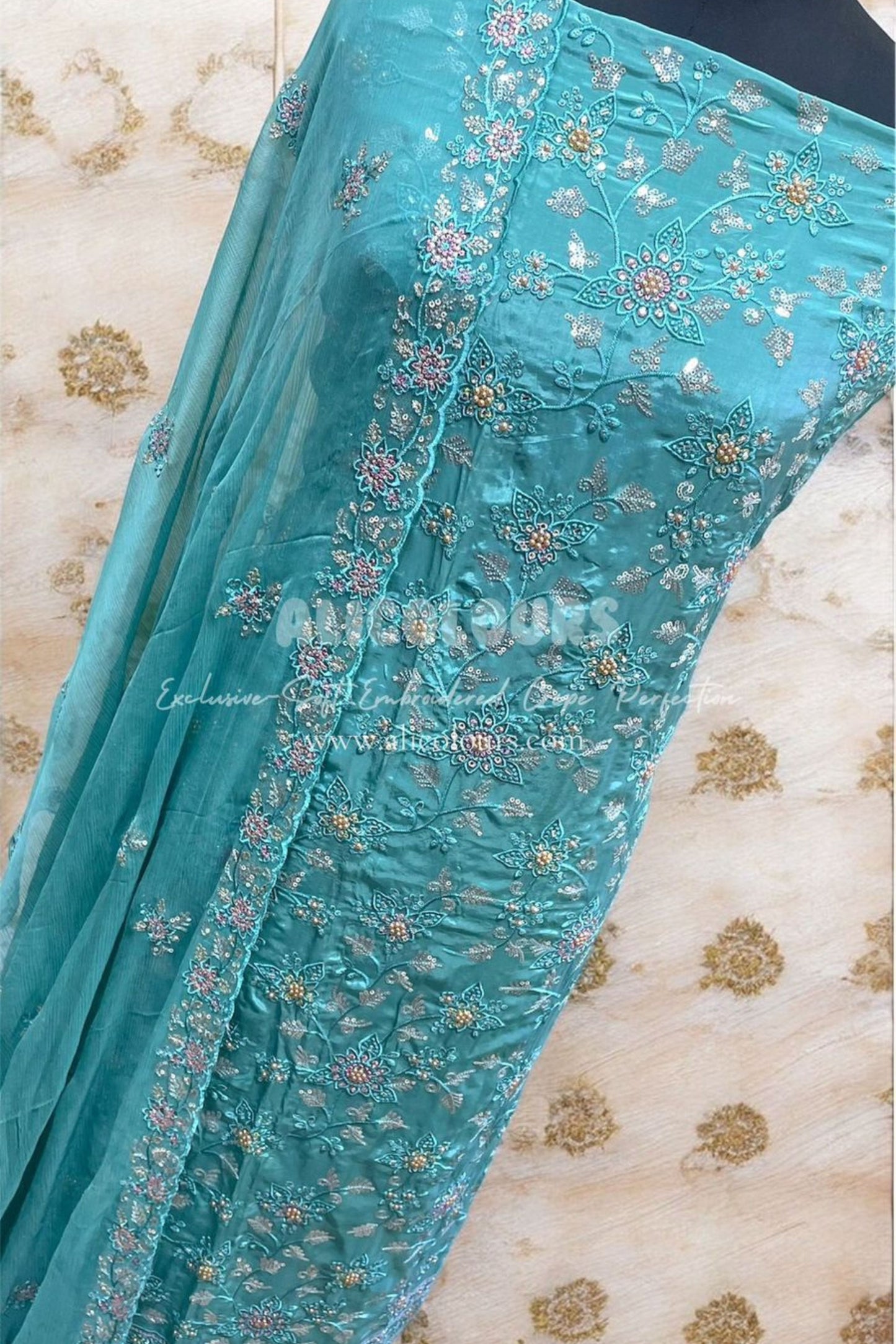 CREPE SILK HEAVY RESHAM EMBROIDERY HANDWORK COLLECTION