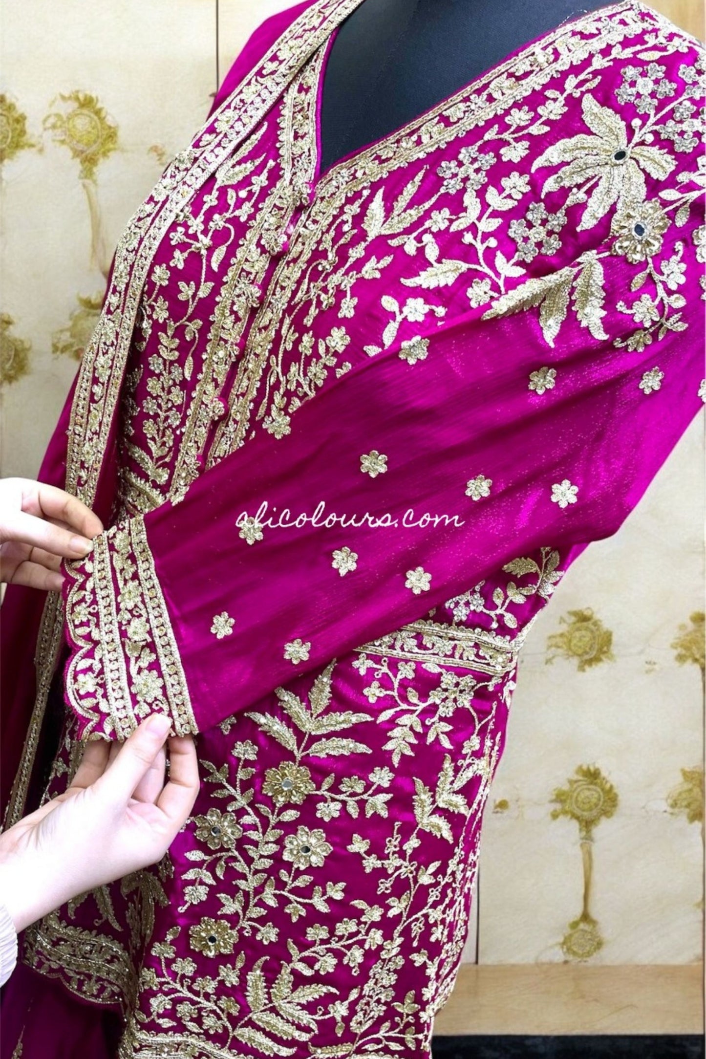 RASPBERRY PINK DESIGNER HEAVY EMBROIDERED STITCHED SHARARA SUIT