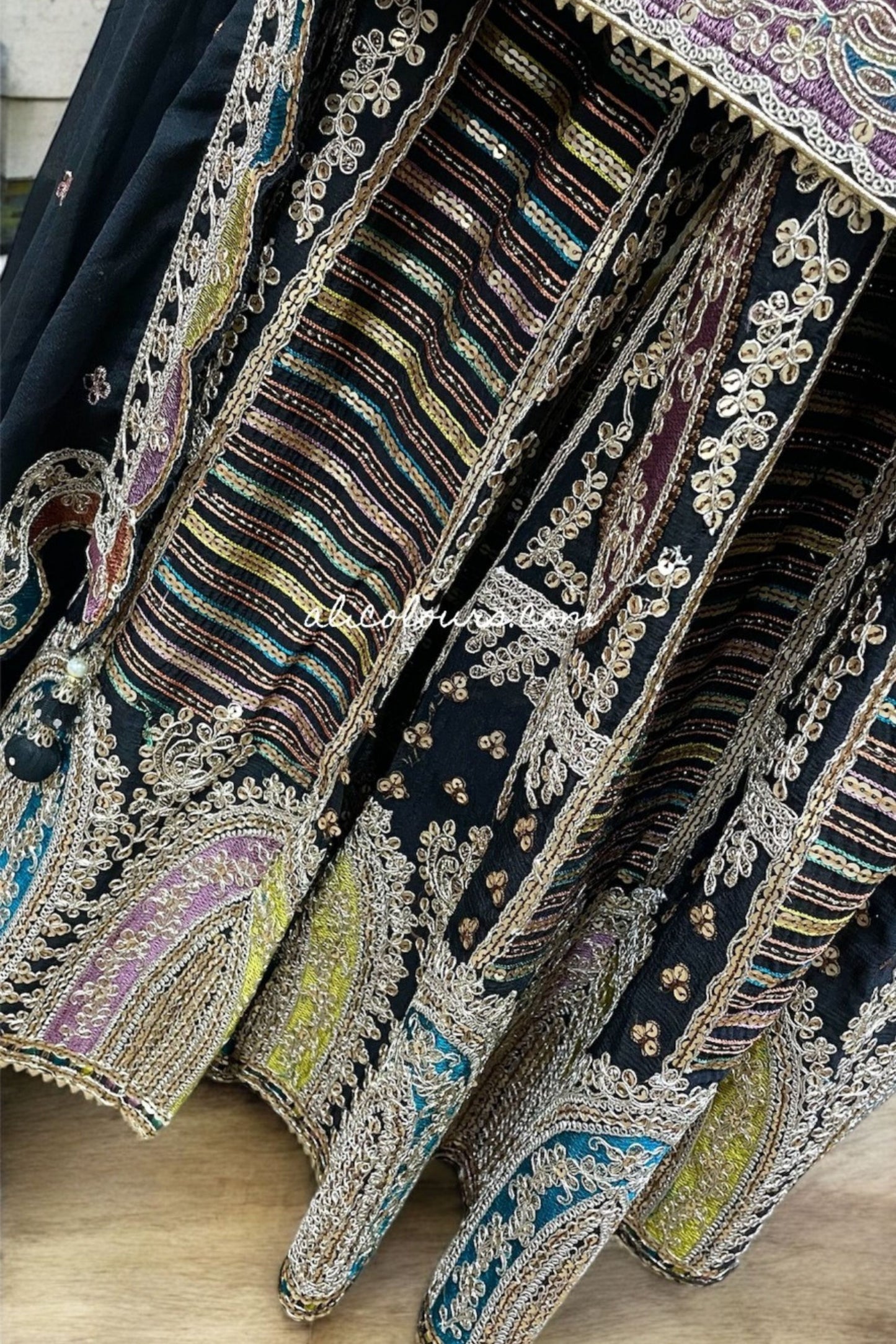 SABLE BLACK HEAVY ZARI WORK FULLY STITCHED SHARARA SET
