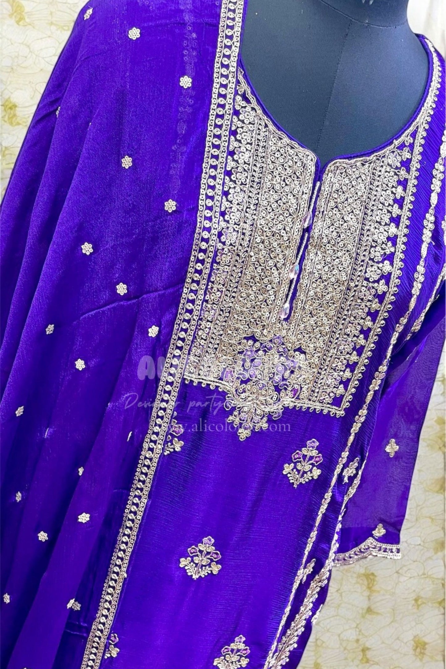 ROYAL BLUE HEAVY DESIGNER EMBROIDERED SHARARA SUIT