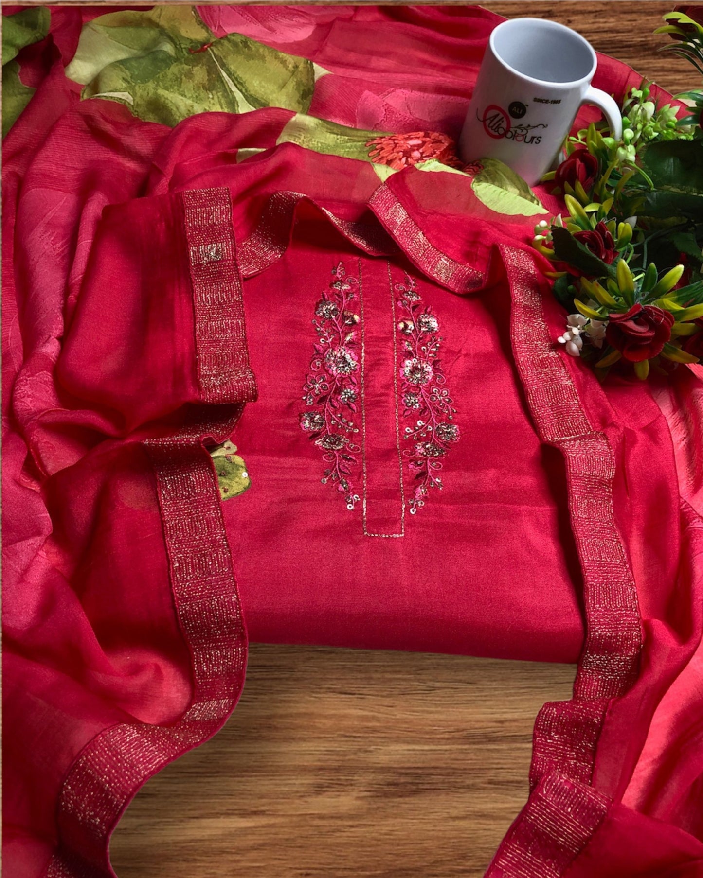 Pure Muslin🌷Floral Suit> 3 Pieces Set