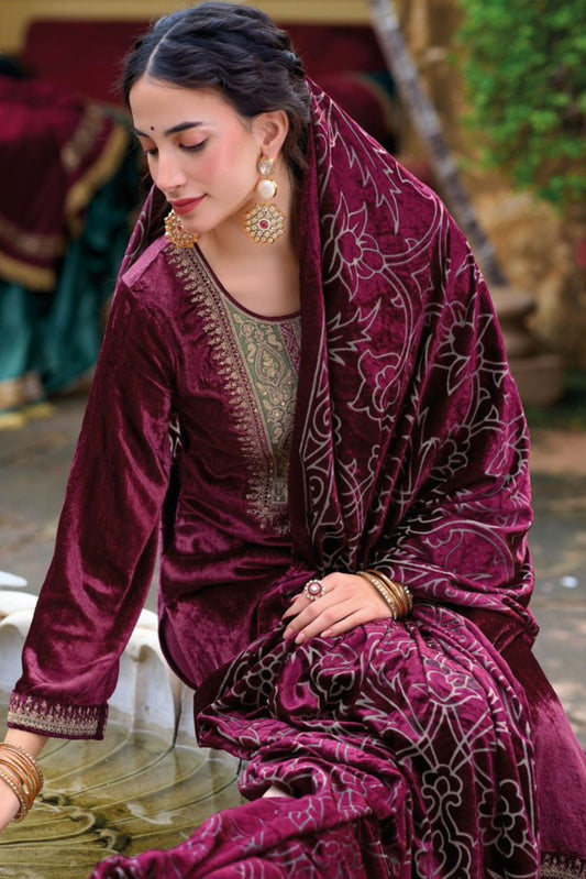 Elegant Velvet Ethnic Outfit