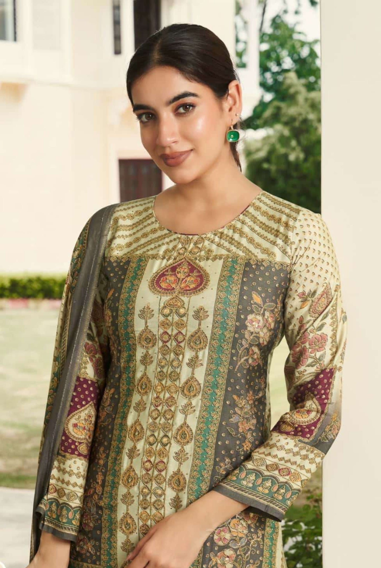 Printed Fancy Muslin Suit || 3104