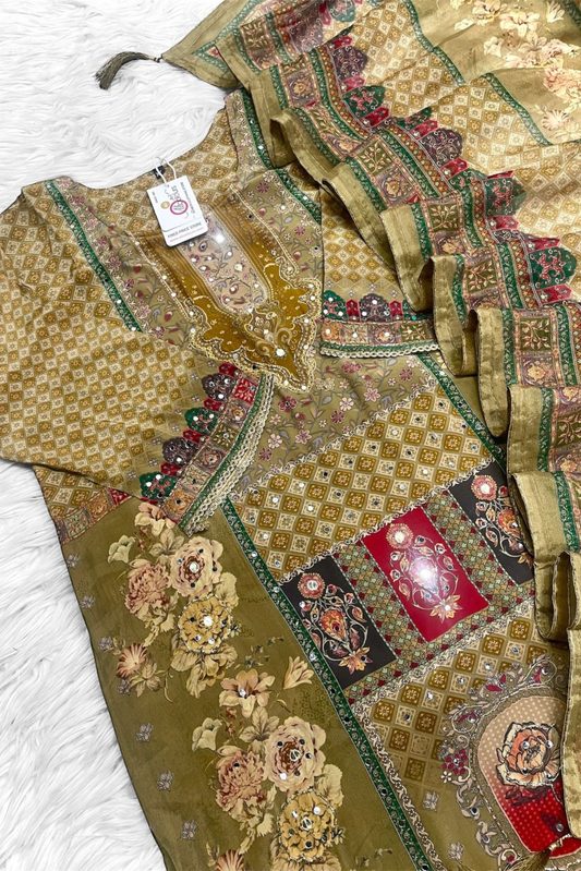 Royal Designer Floral Crepe Set - 1503