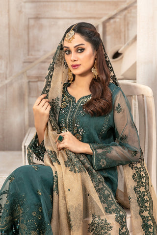 Mishkah by Tawakkal Fabrics Embroidered Organza Suits | D-9928