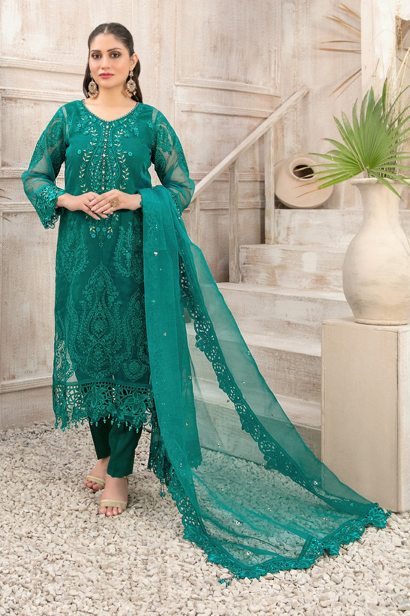 Mishkah by Tawakkal Fabrics Embroidered Organza Suits | D-9929