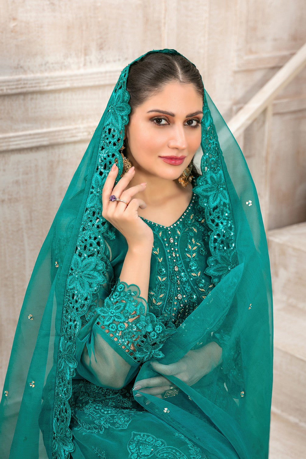 Mishkah by Tawakkal Fabrics Embroidered Organza Suits | D-9929