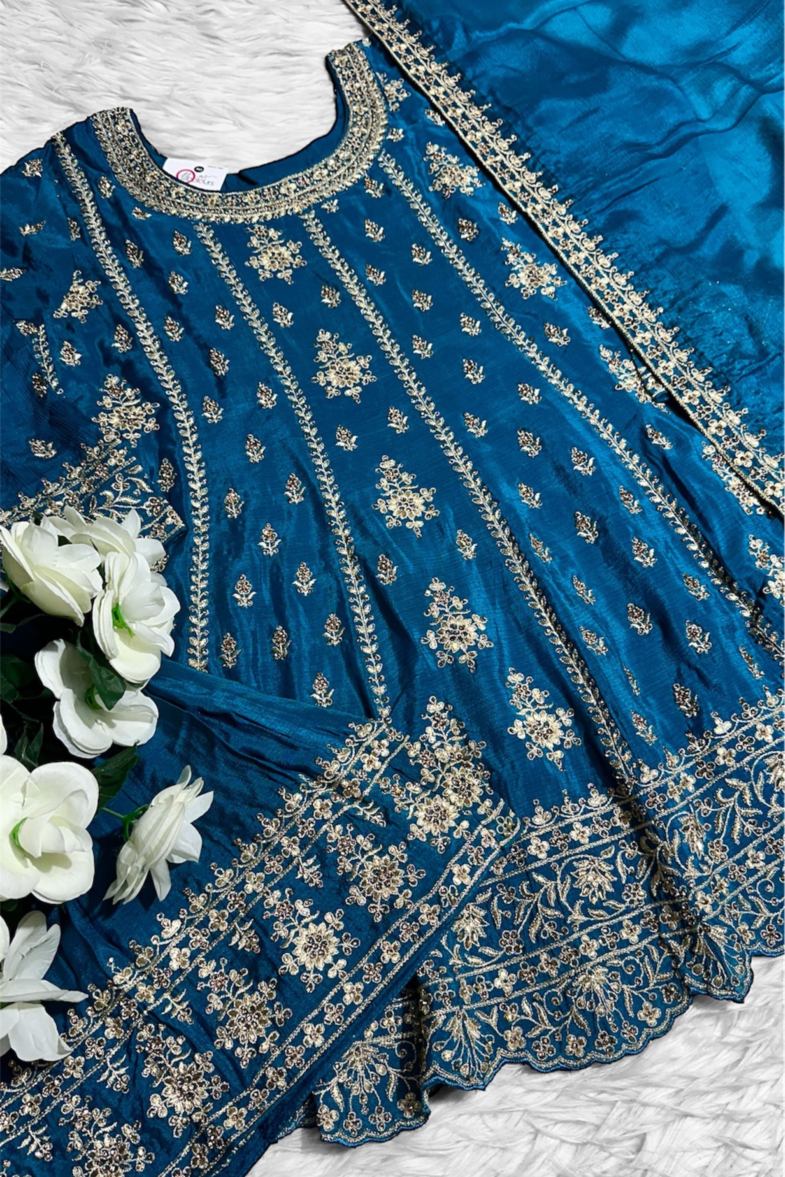 LUXURIOUS TEAL BLUE FESTIVAL GHARARA SET