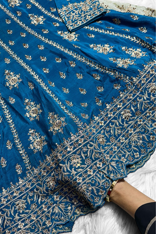 LUXURIOUS TEAL BLUE FESTIVAL GHARARA SET