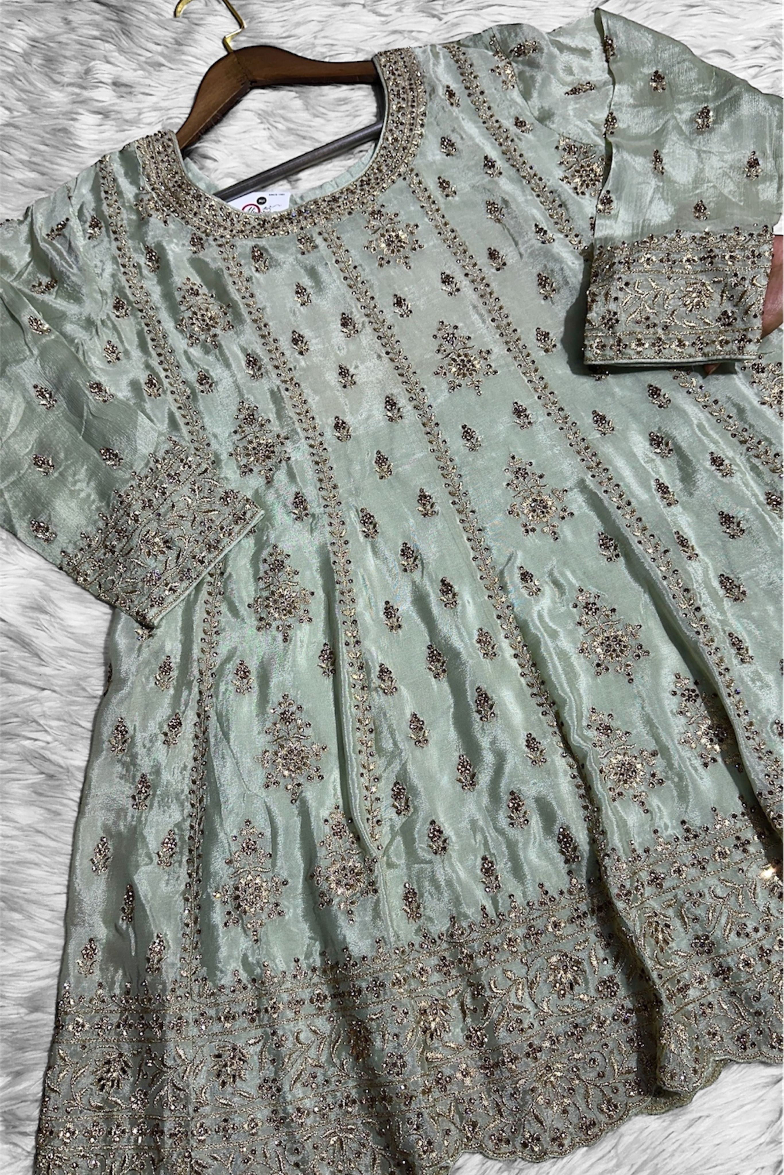 LUXURIOUS MINT GREEN GHARARA SET