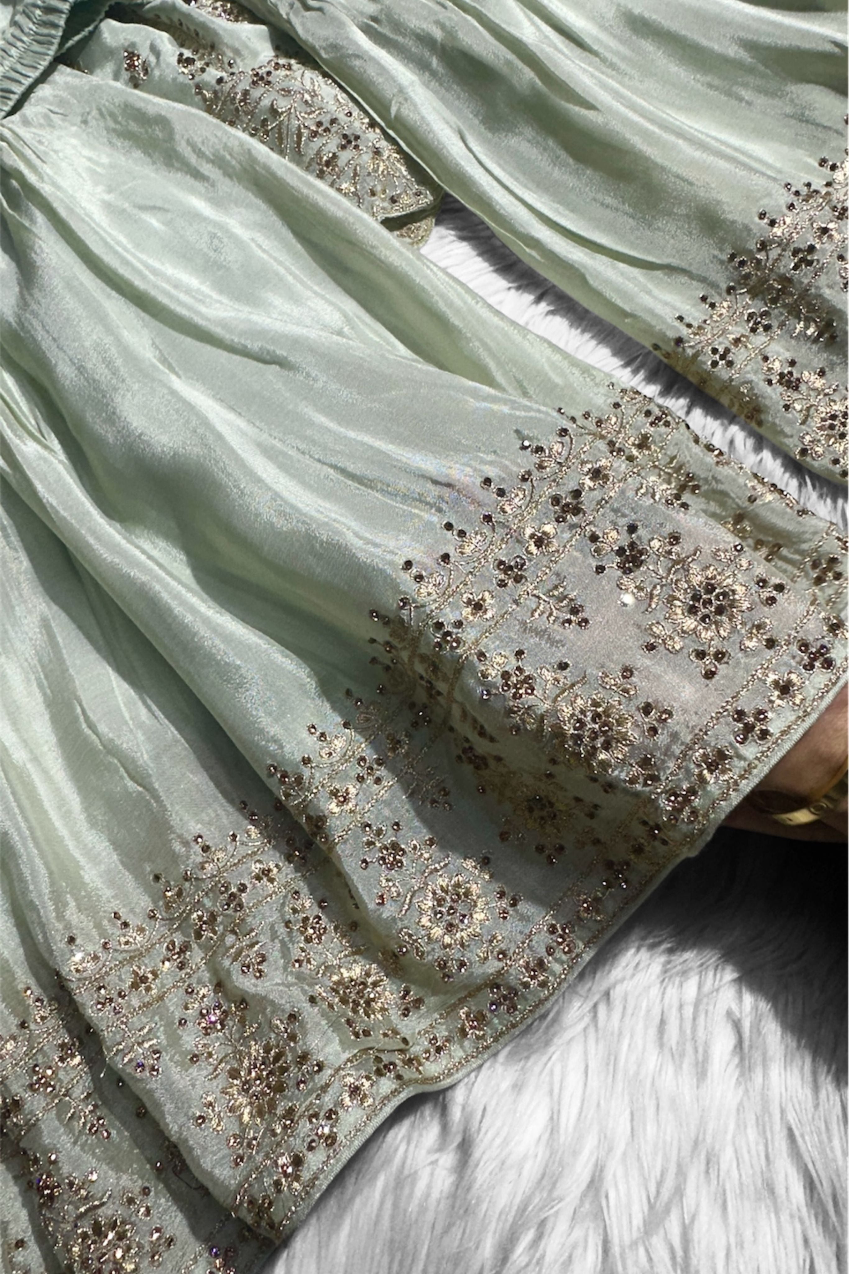 LUXURIOUS MINT GREEN GHARARA SET