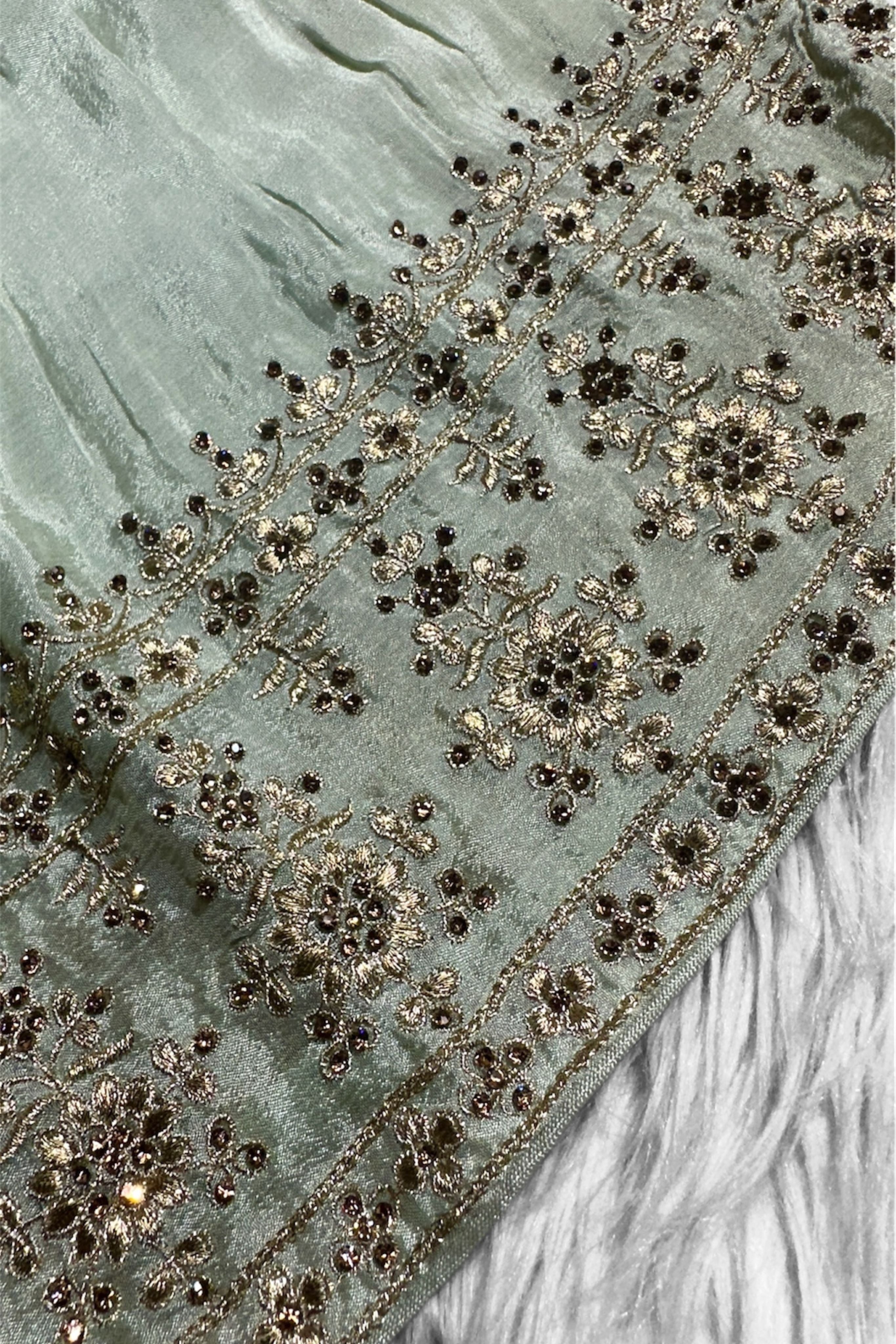 LUXURIOUS MINT GREEN GHARARA SET