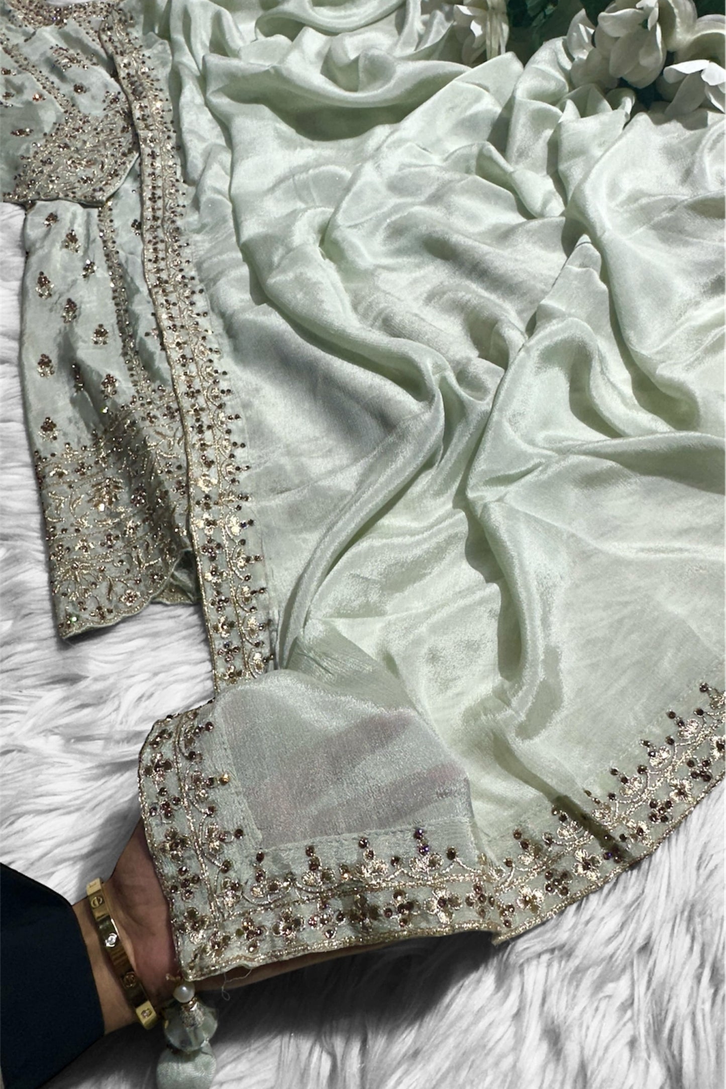 LUXURIOUS MINT GREEN GHARARA SET