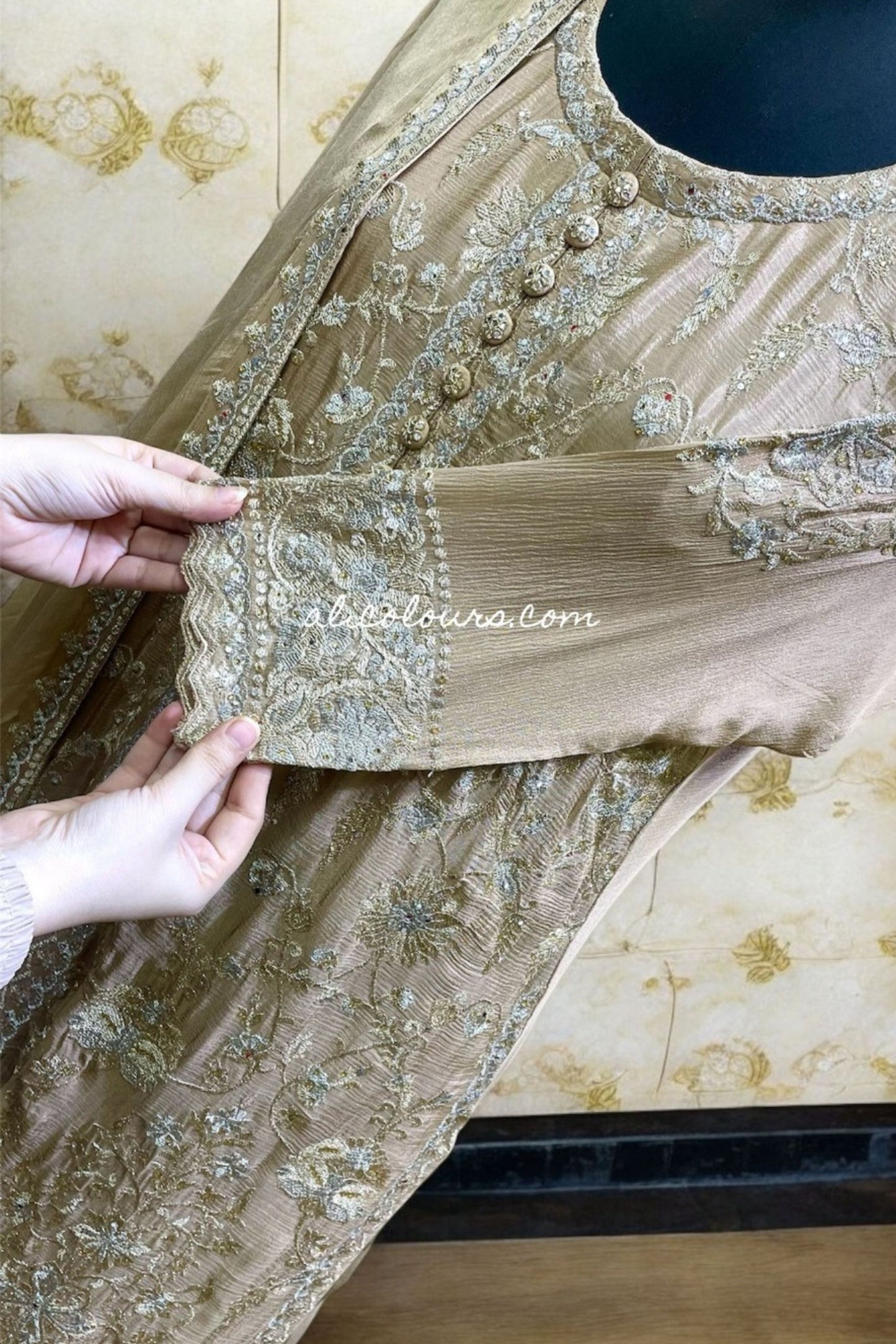 BOUDOIR CREAM FULLY HEAVY EMBROIDERED STITCHED LONG SHARARA SET