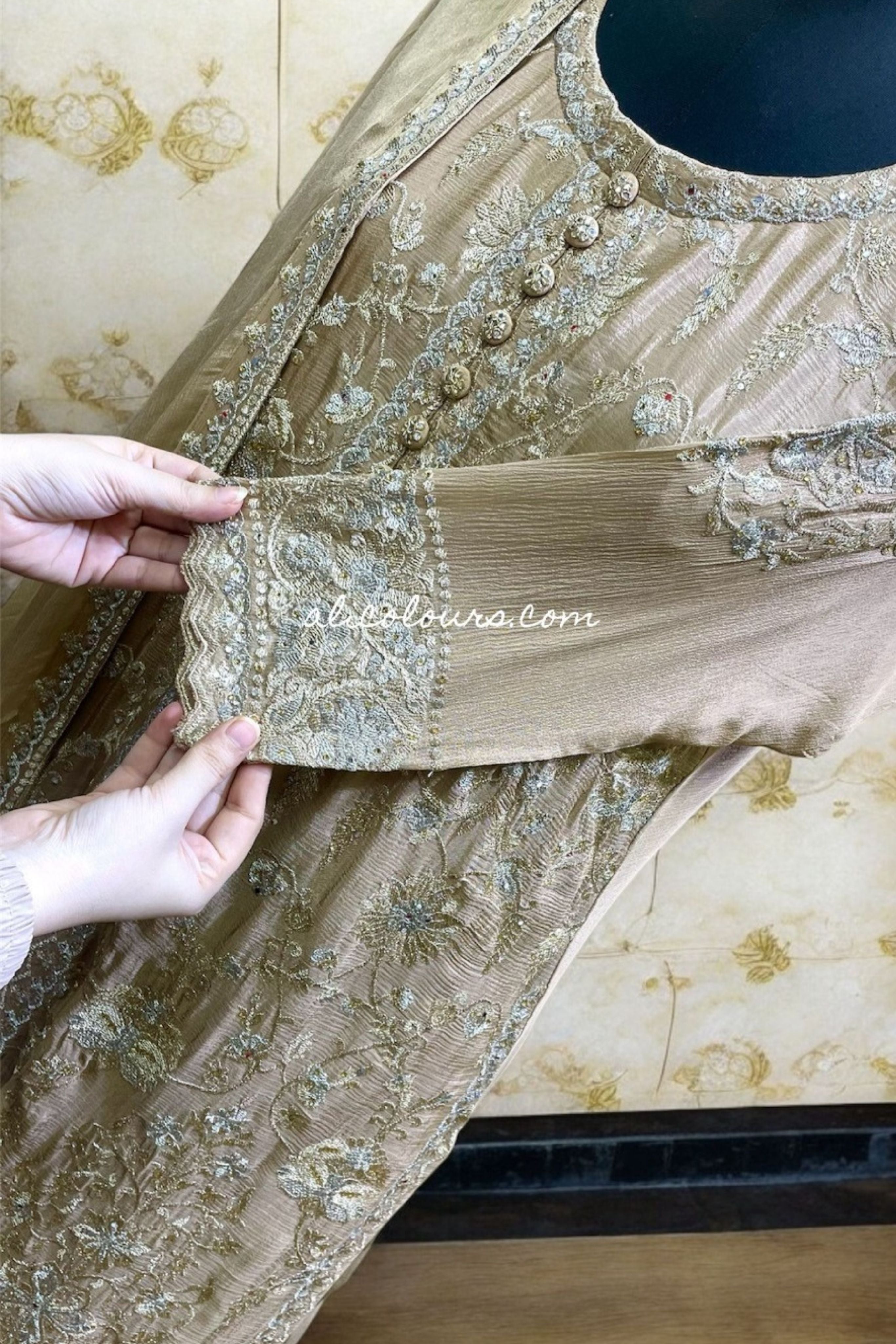 BOUDOIR CREAM FULLY HEAVY EMBROIDERED STITCHED LONG SHARARA SET