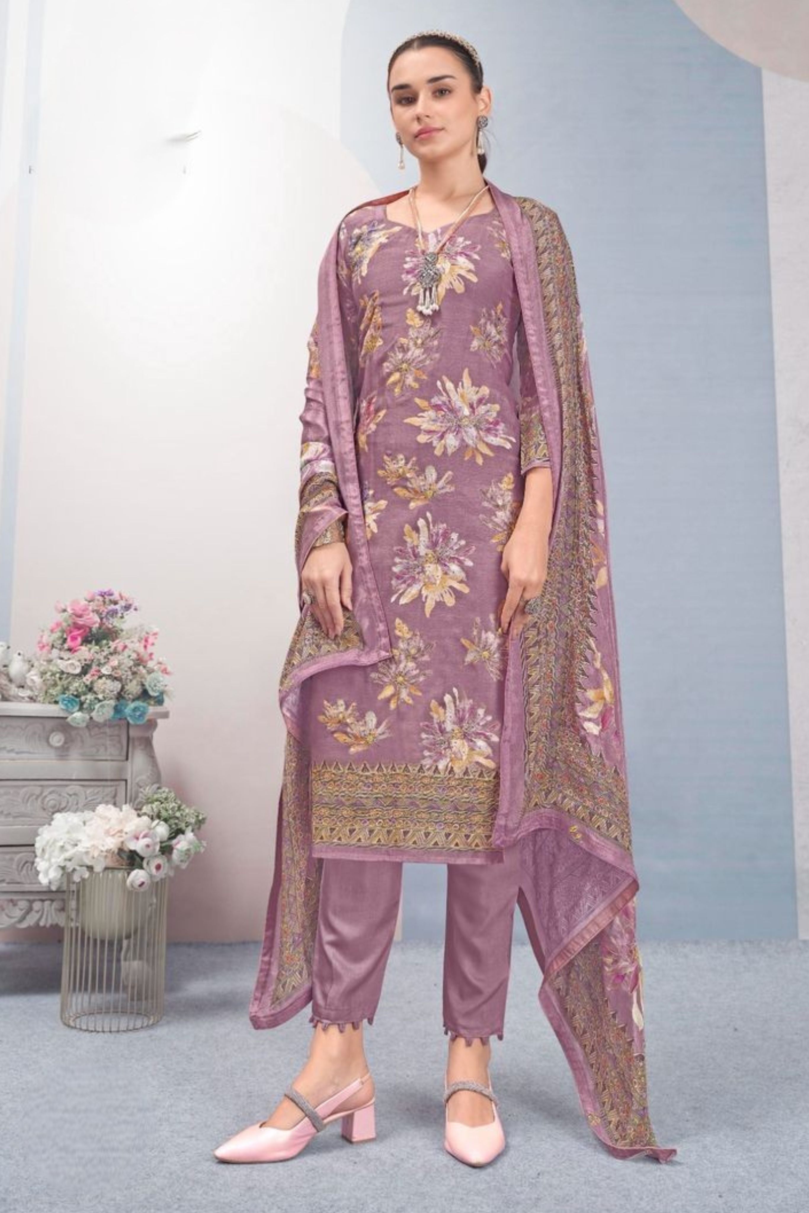 PURE MUSLIN ZARI EMBROIDERY PERFECTION | 55486-A