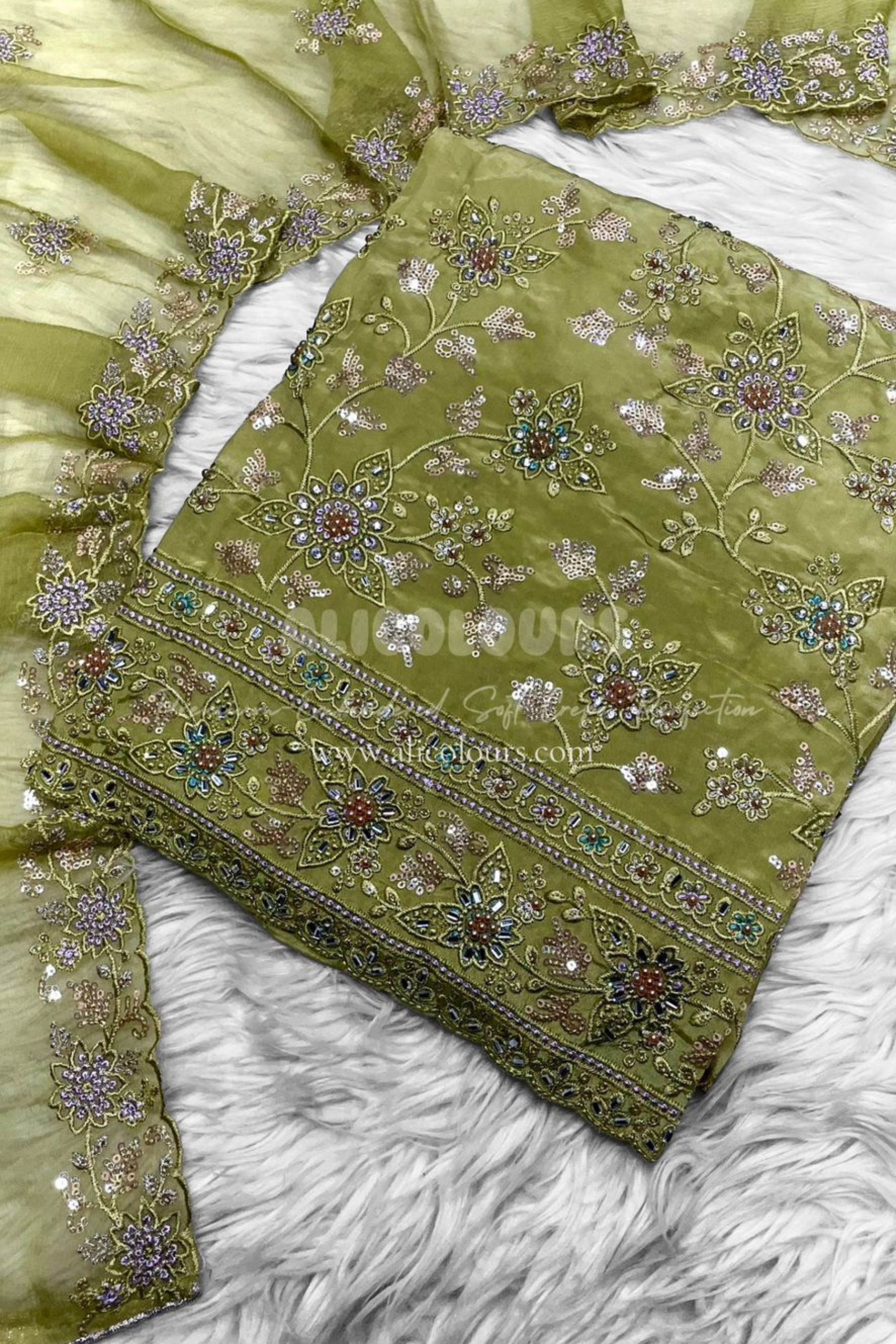 CREPE SILK HEAVY RESHAM EMBROIDERY HANDWORK COLLECTION