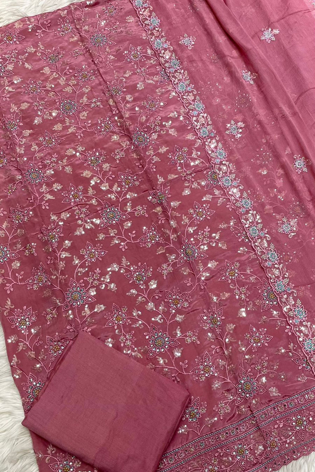 CREPE SILK HEAVY RESHAM EMBROIDERY HANDWORK COLLECTION