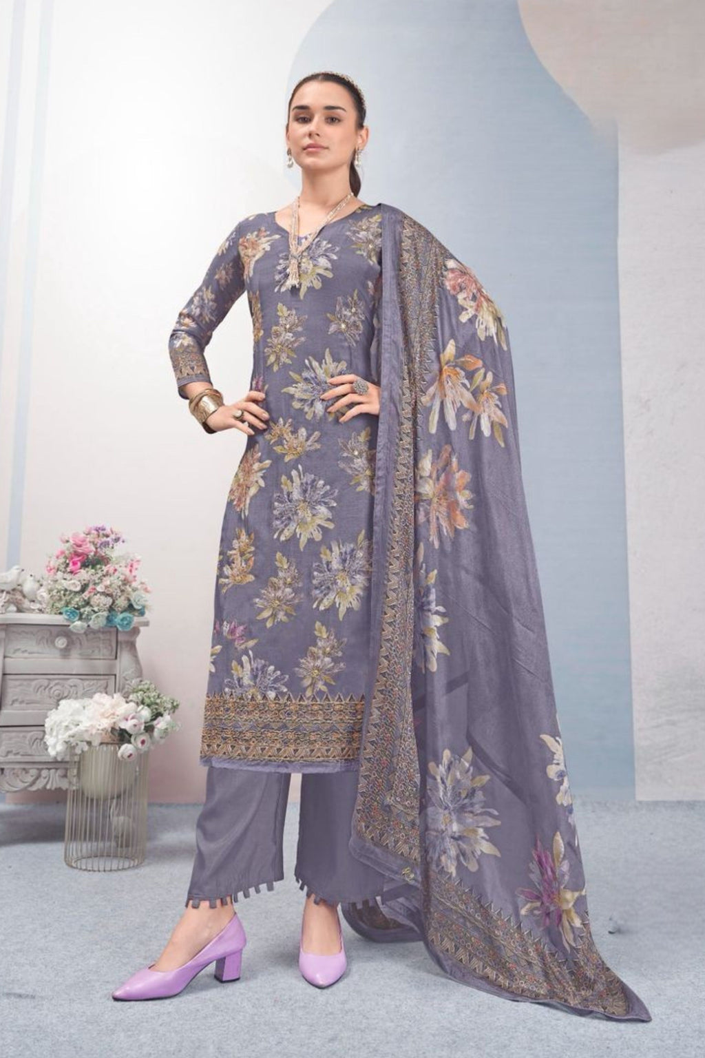 PURE MUSLIN ZARI EMBROIDERY PERFECTION | 55486-C