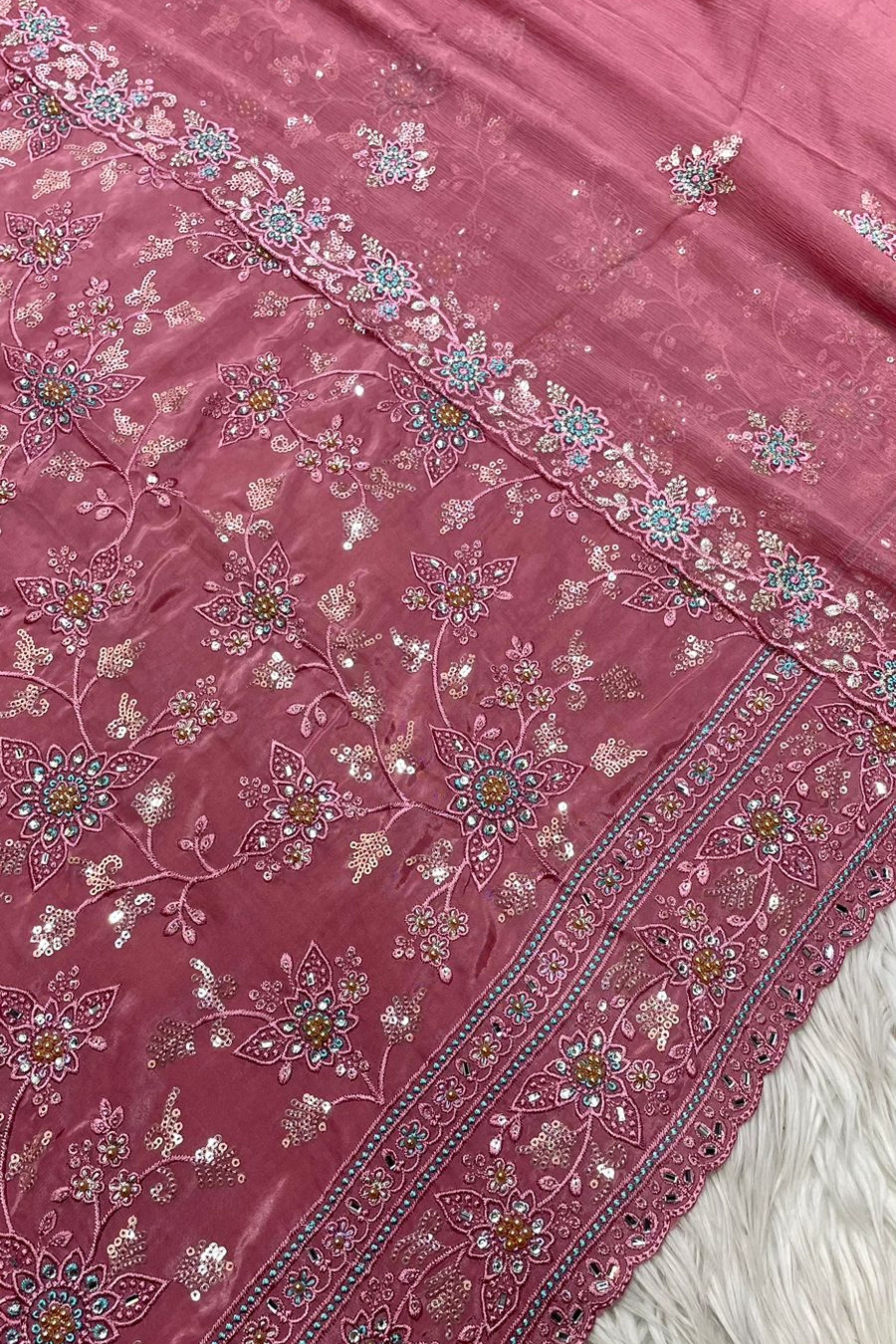 CREPE SILK HEAVY RESHAM EMBROIDERY HANDWORK COLLECTION