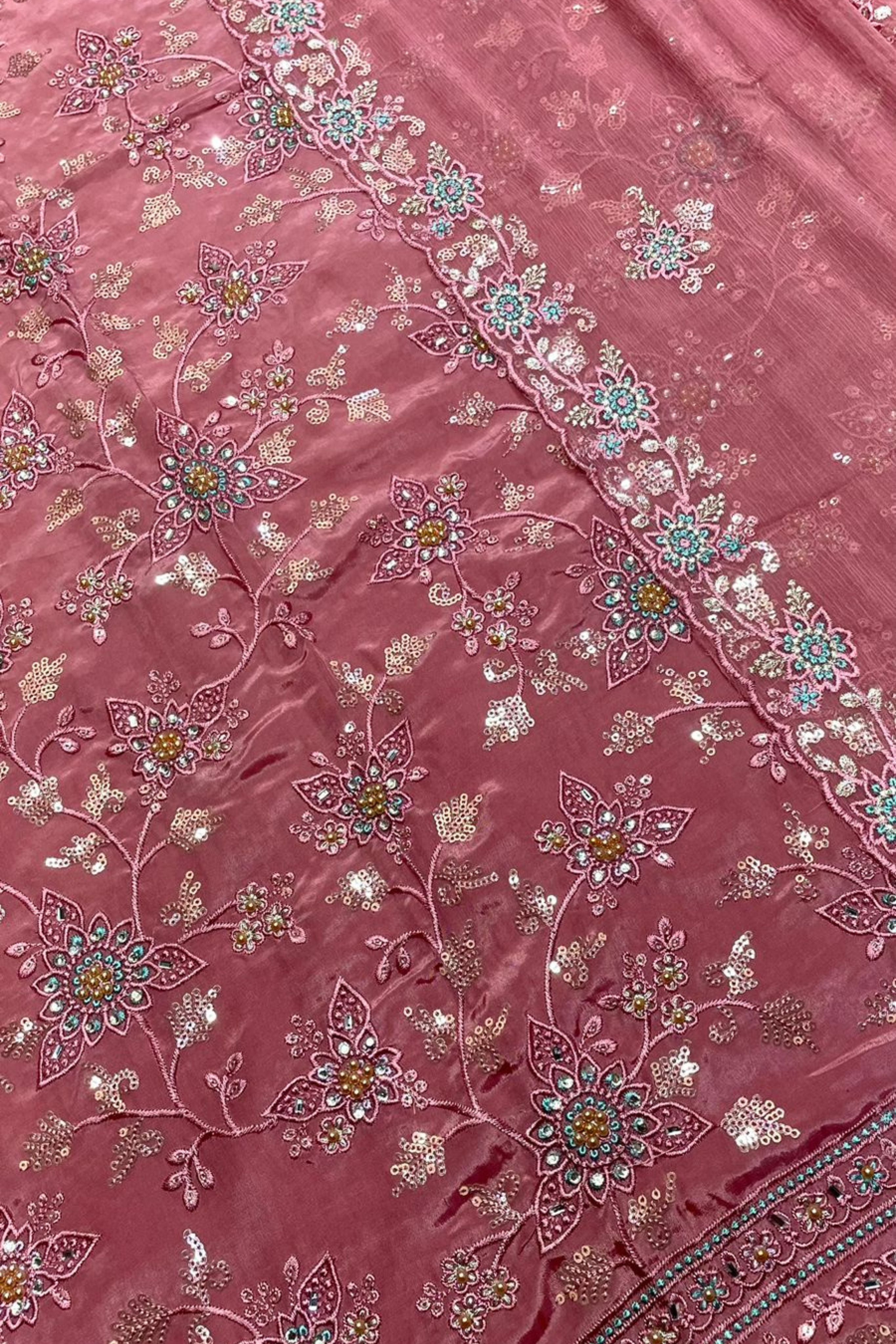 CREPE SILK HEAVY RESHAM EMBROIDERY HANDWORK COLLECTION