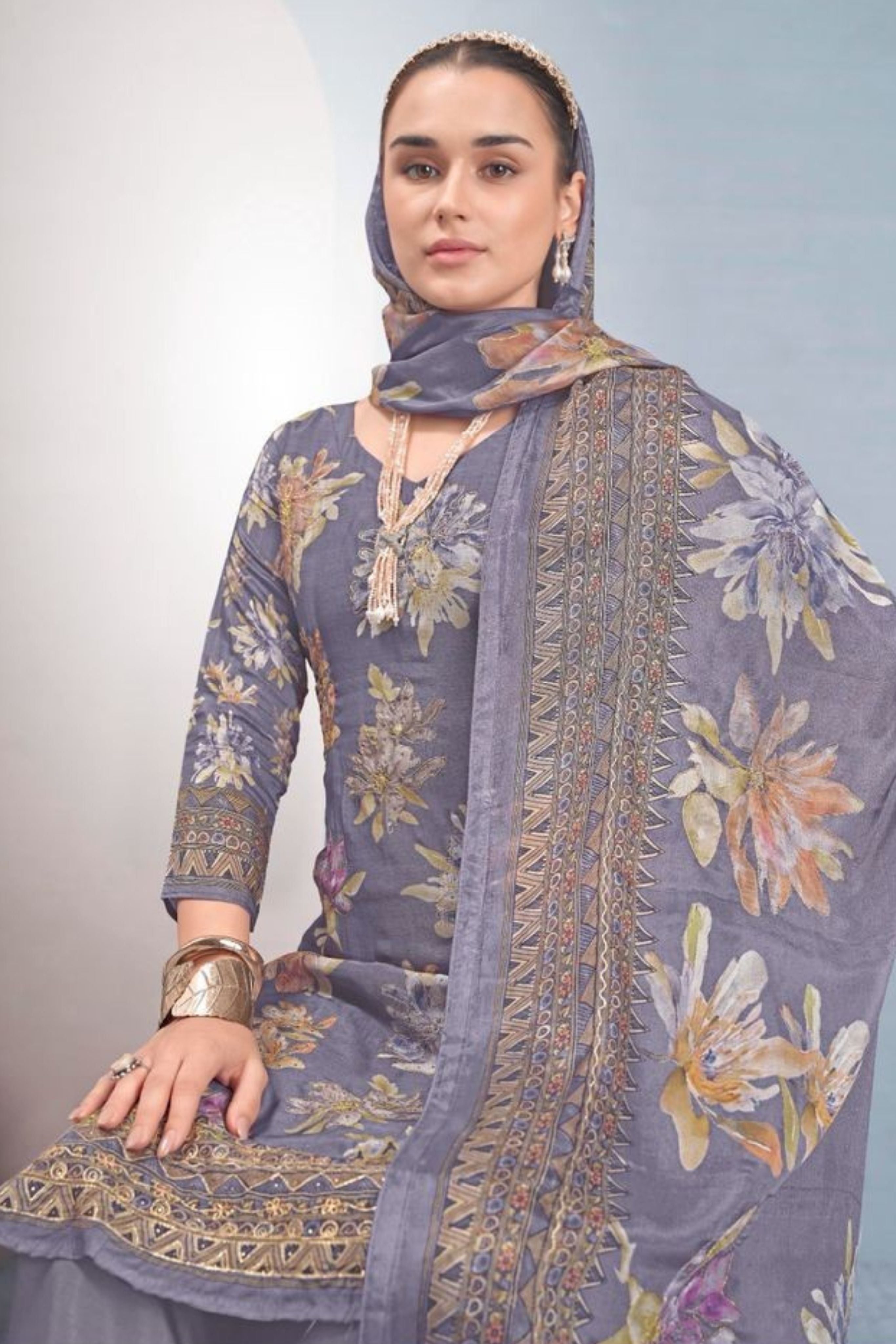 PURE MUSLIN ZARI EMBROIDERY PERFECTION | 55486-C