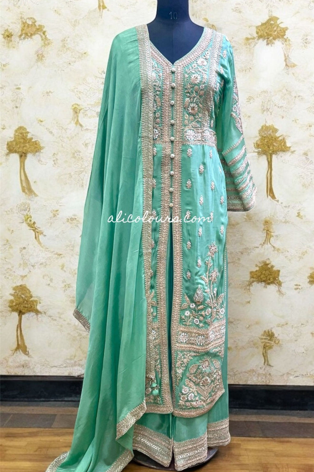 DESIGNERS LONG DRESS FLAPPER FULLY STITCHED DRESS