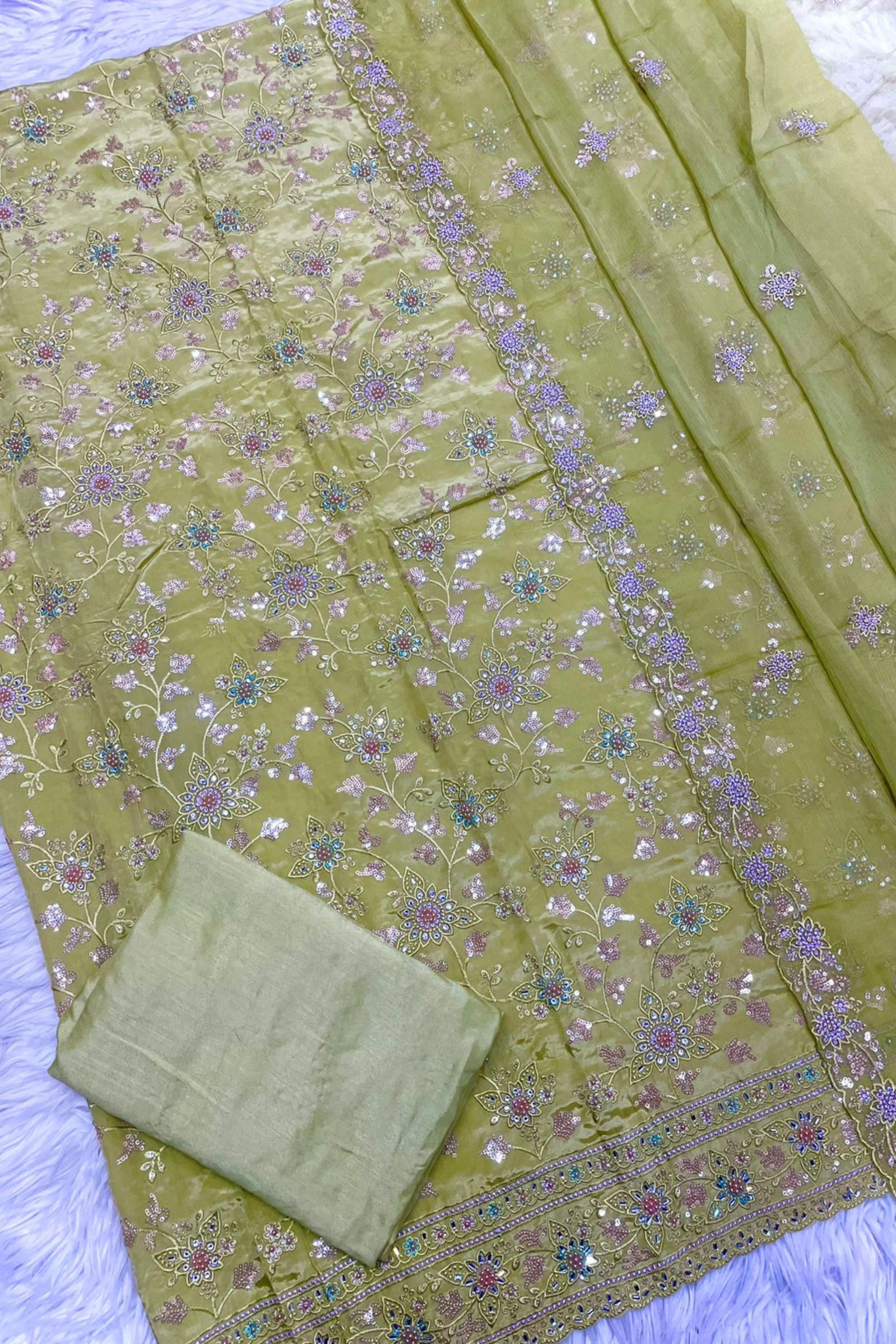 CREPE SILK HEAVY RESHAM EMBROIDERY HANDWORK COLLECTION