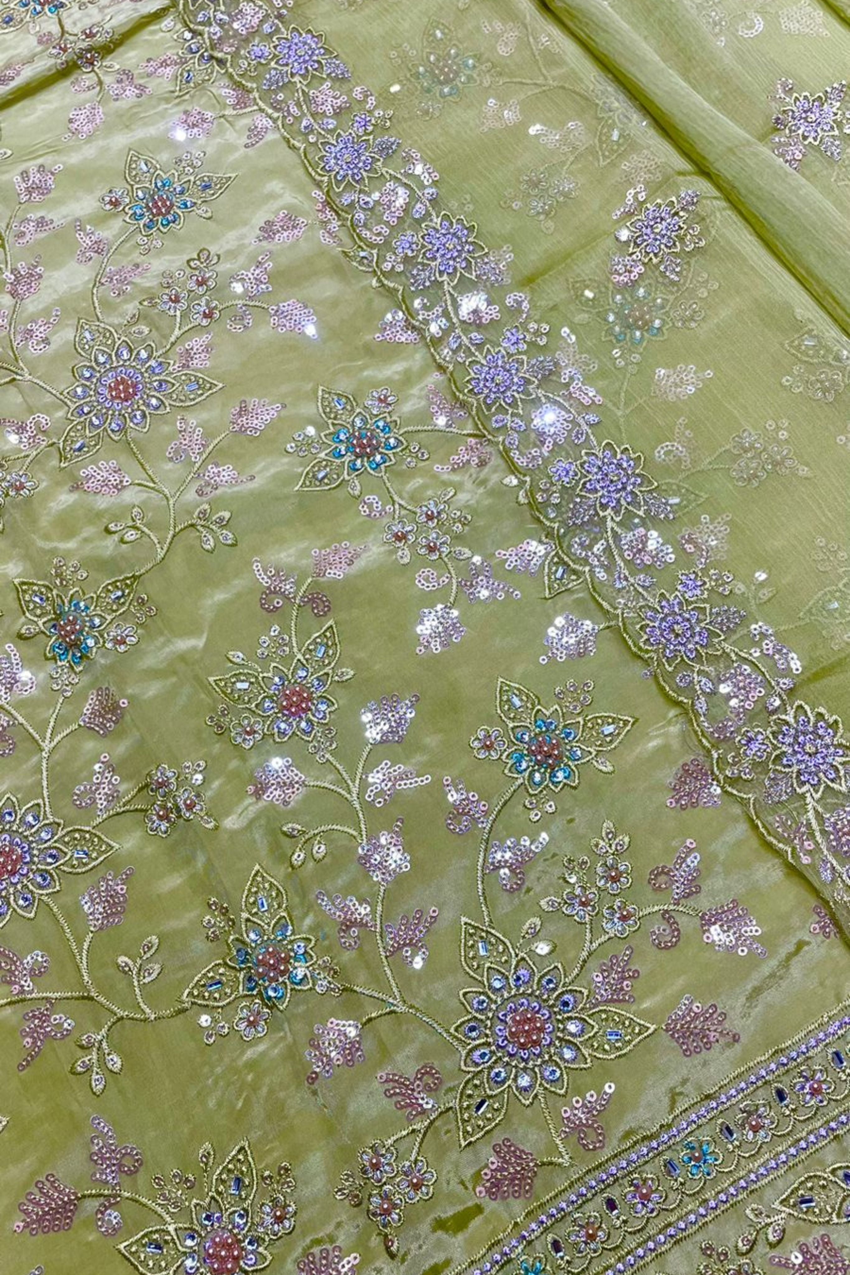 CREPE SILK HEAVY RESHAM EMBROIDERY HANDWORK COLLECTION