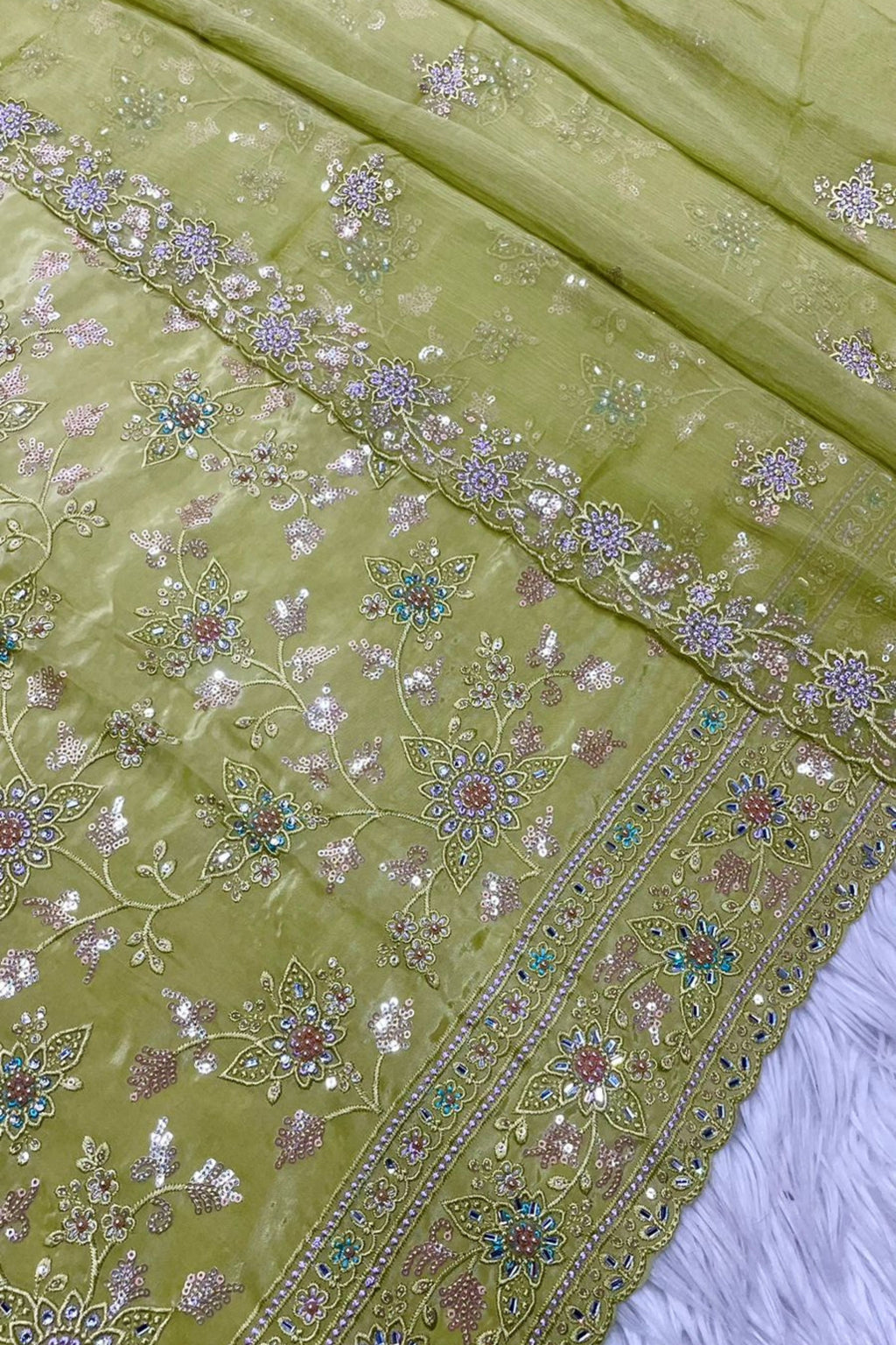 CREPE SILK HEAVY RESHAM EMBROIDERY HANDWORK COLLECTION