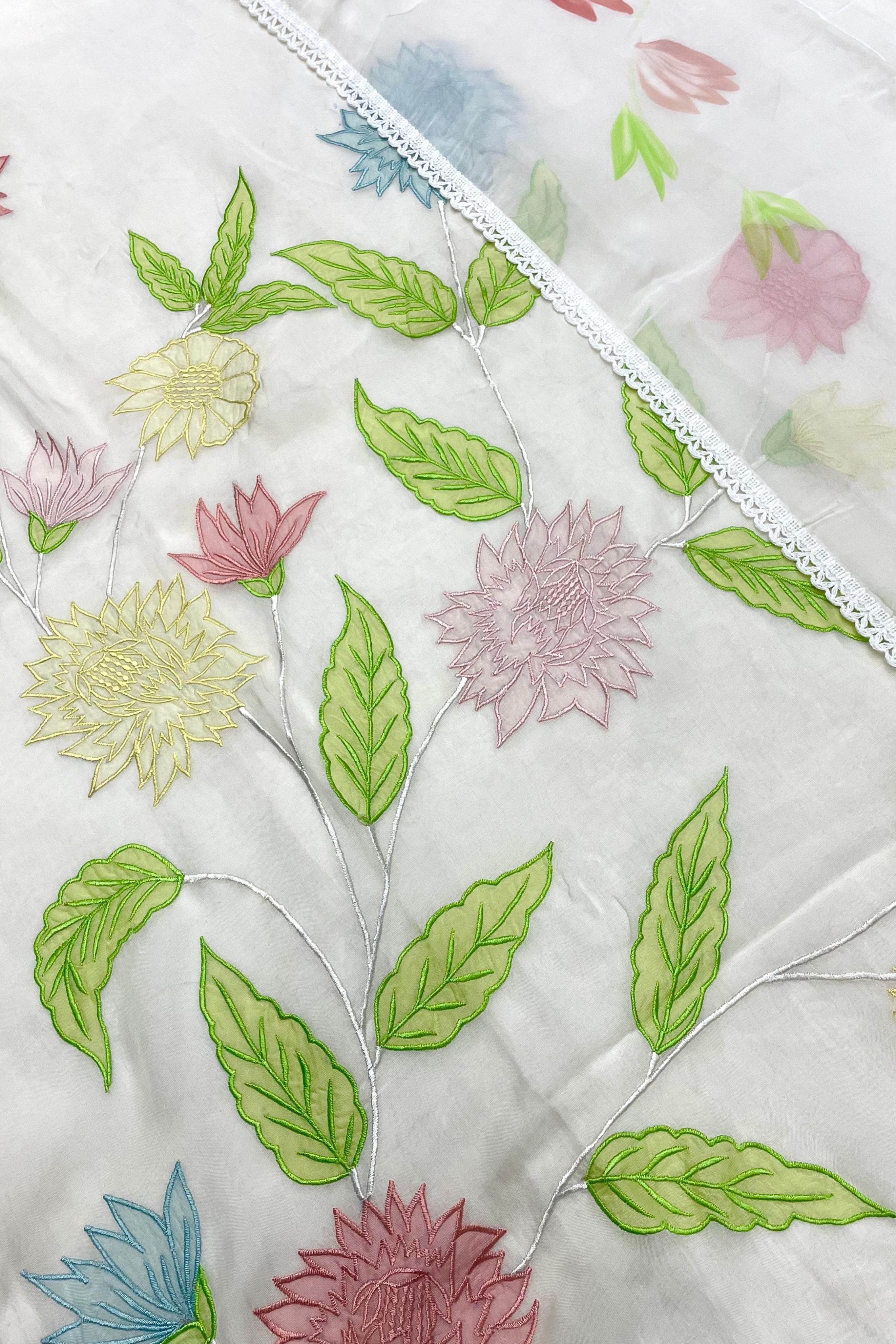 PURE ORGANZA RESHAM FLORAL PATCH WORK COLLECTION