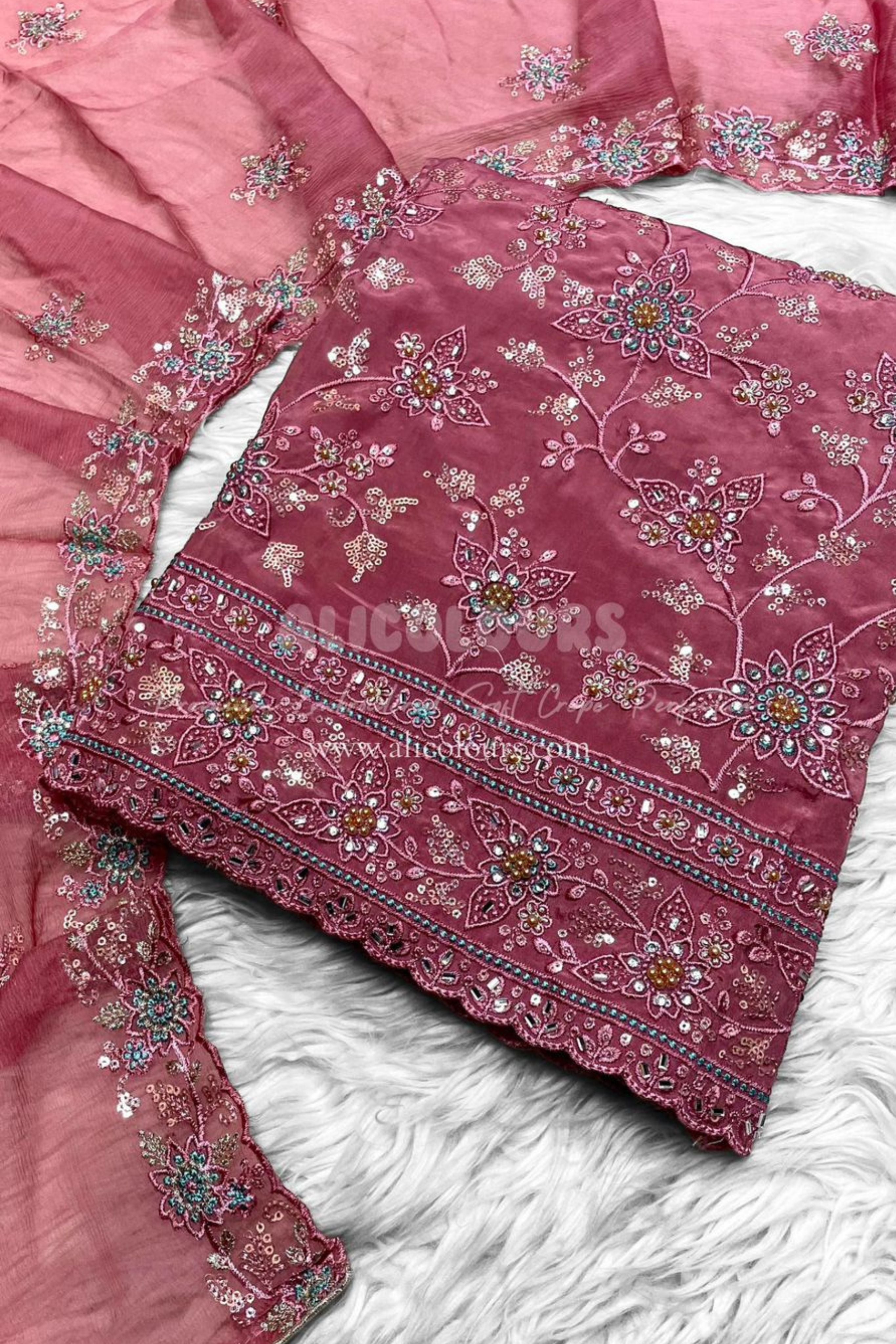 CREPE SILK HEAVY RESHAM EMBROIDERY HANDWORK COLLECTION