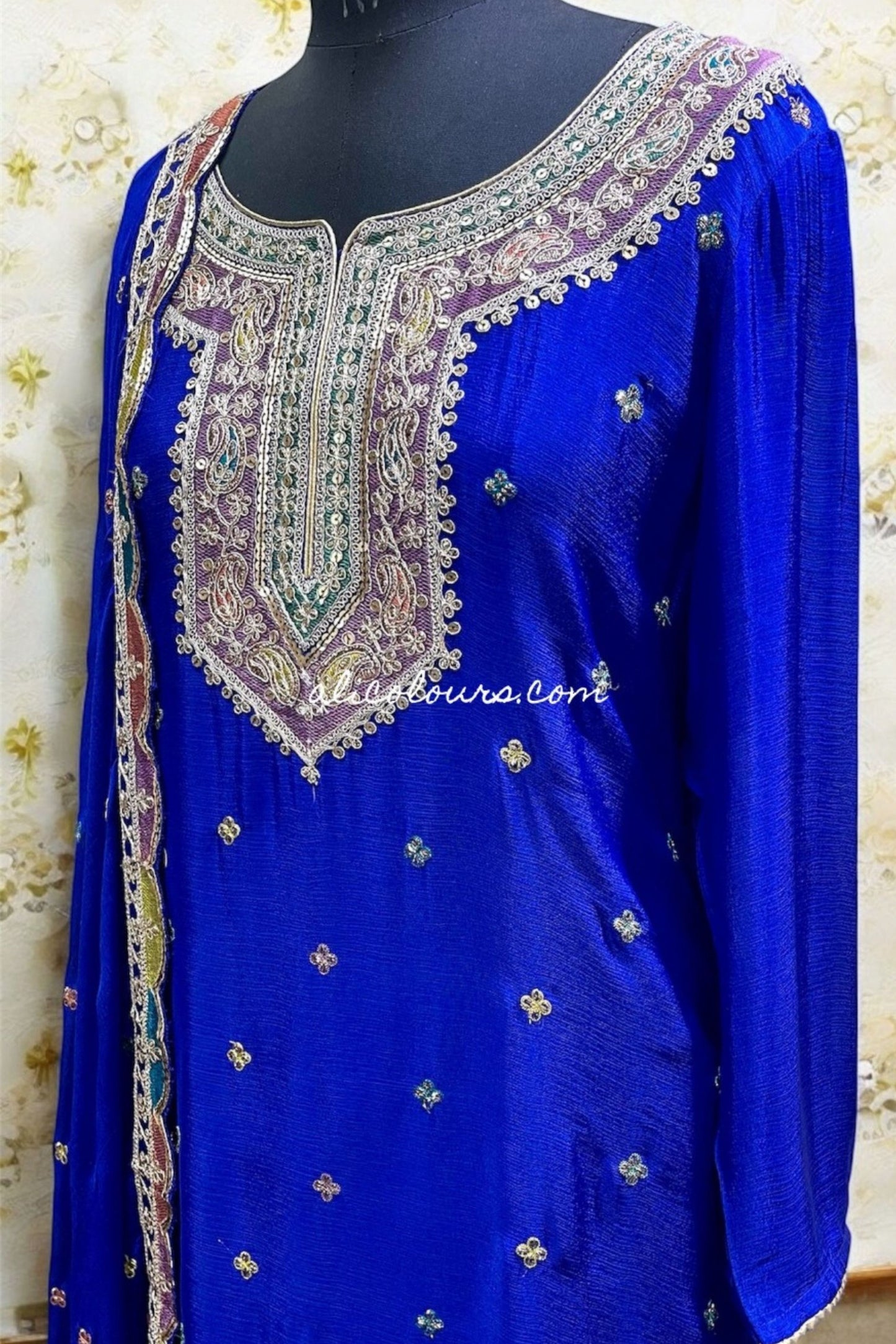 ROYAL BLUE HEAVY ZARI WORK FULLY STITCHED SHARARA SET