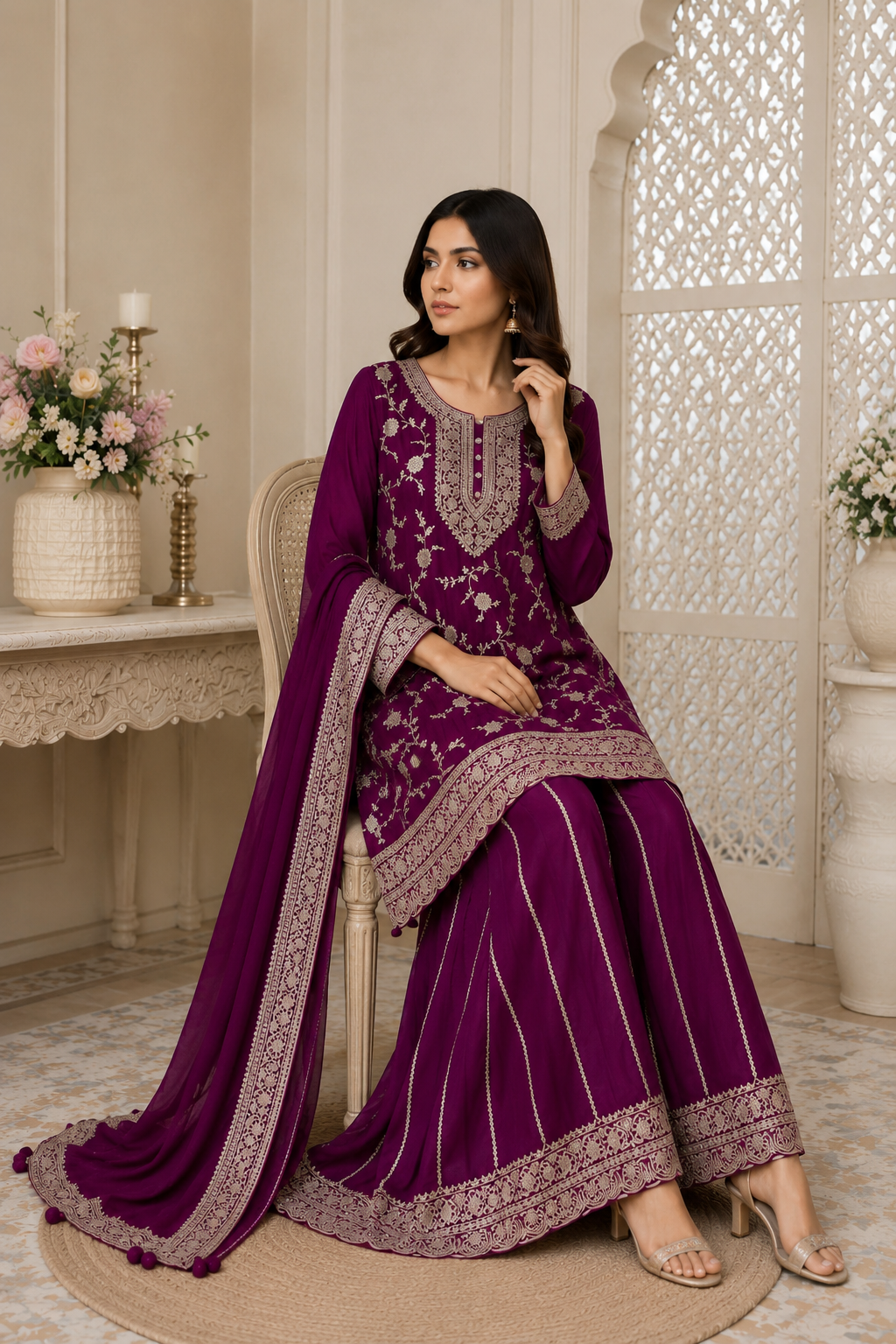Designer Bridal Collection - Handcrafted Festive sharara Set | 7102
