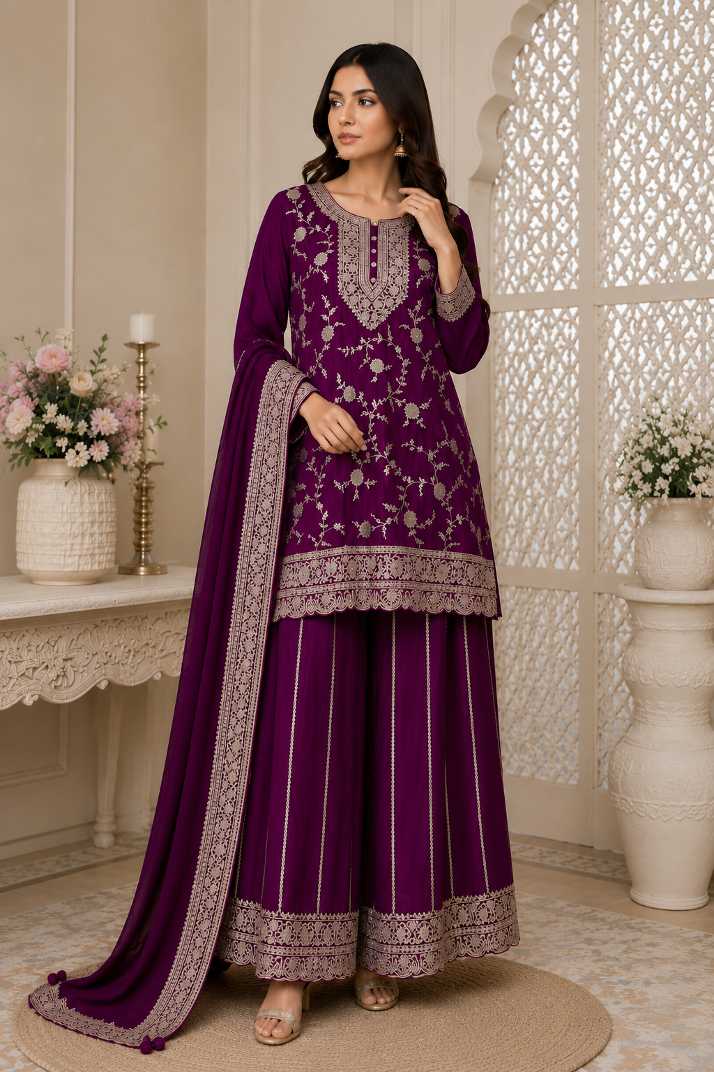 Designer Bridal Collection - Handcrafted Festive sharara Set | 7102