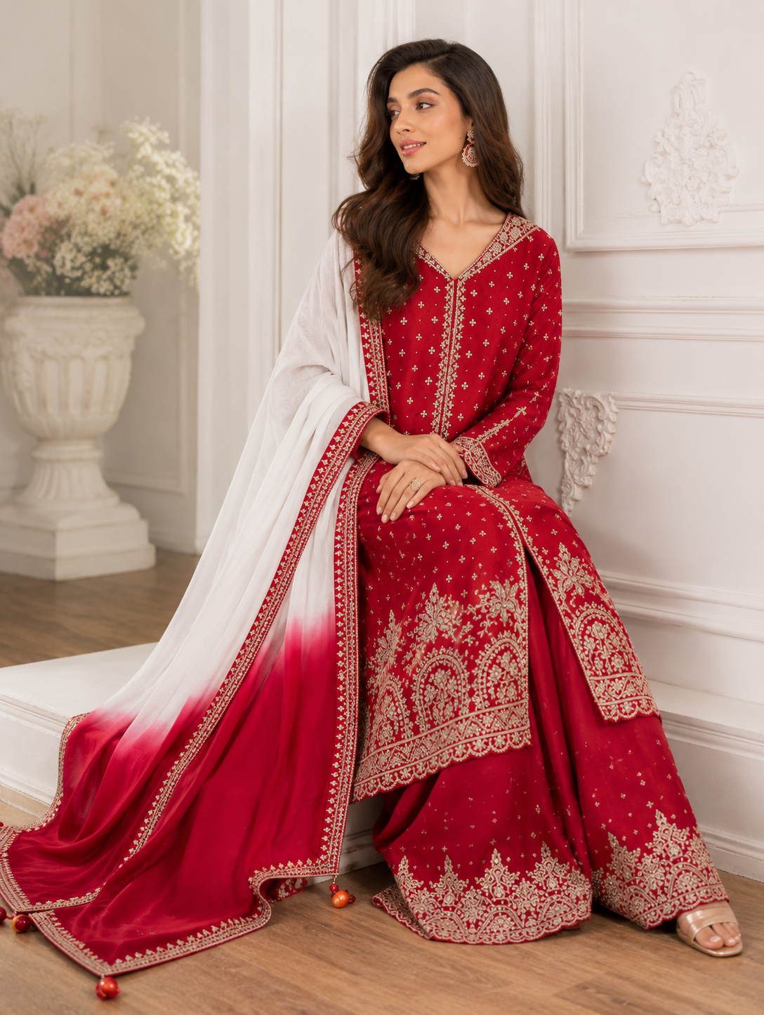 Zarqa Red Festive Collection | 3001
