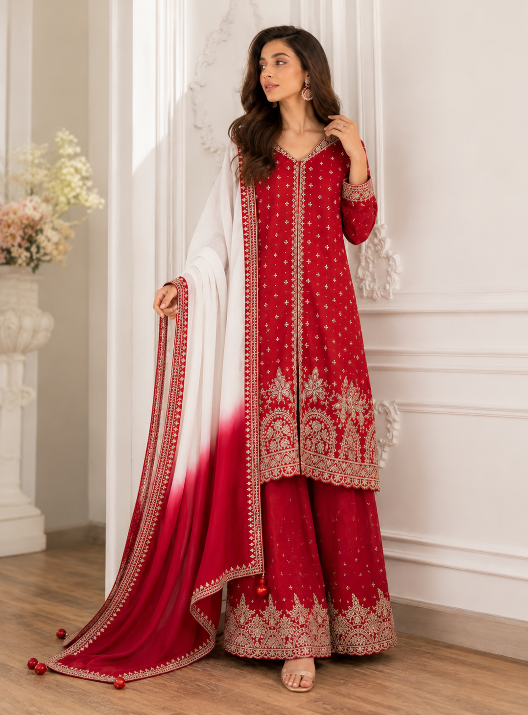 Zarqa Red Festive Collection | 3001