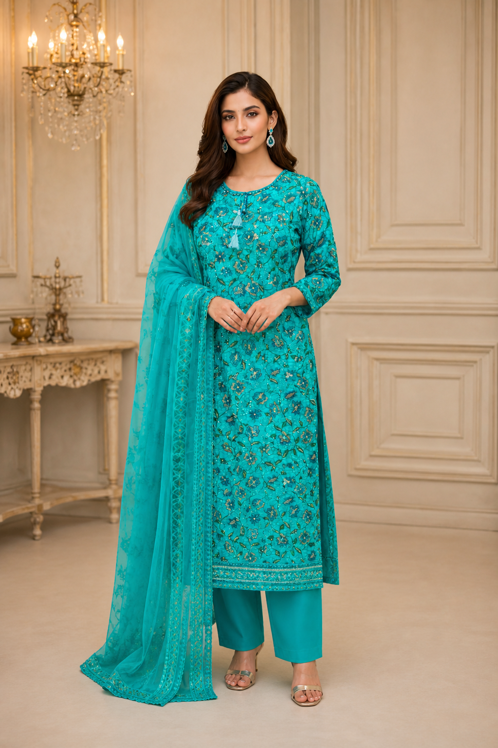Aqua Flora Chikankari Premium Set | 555
