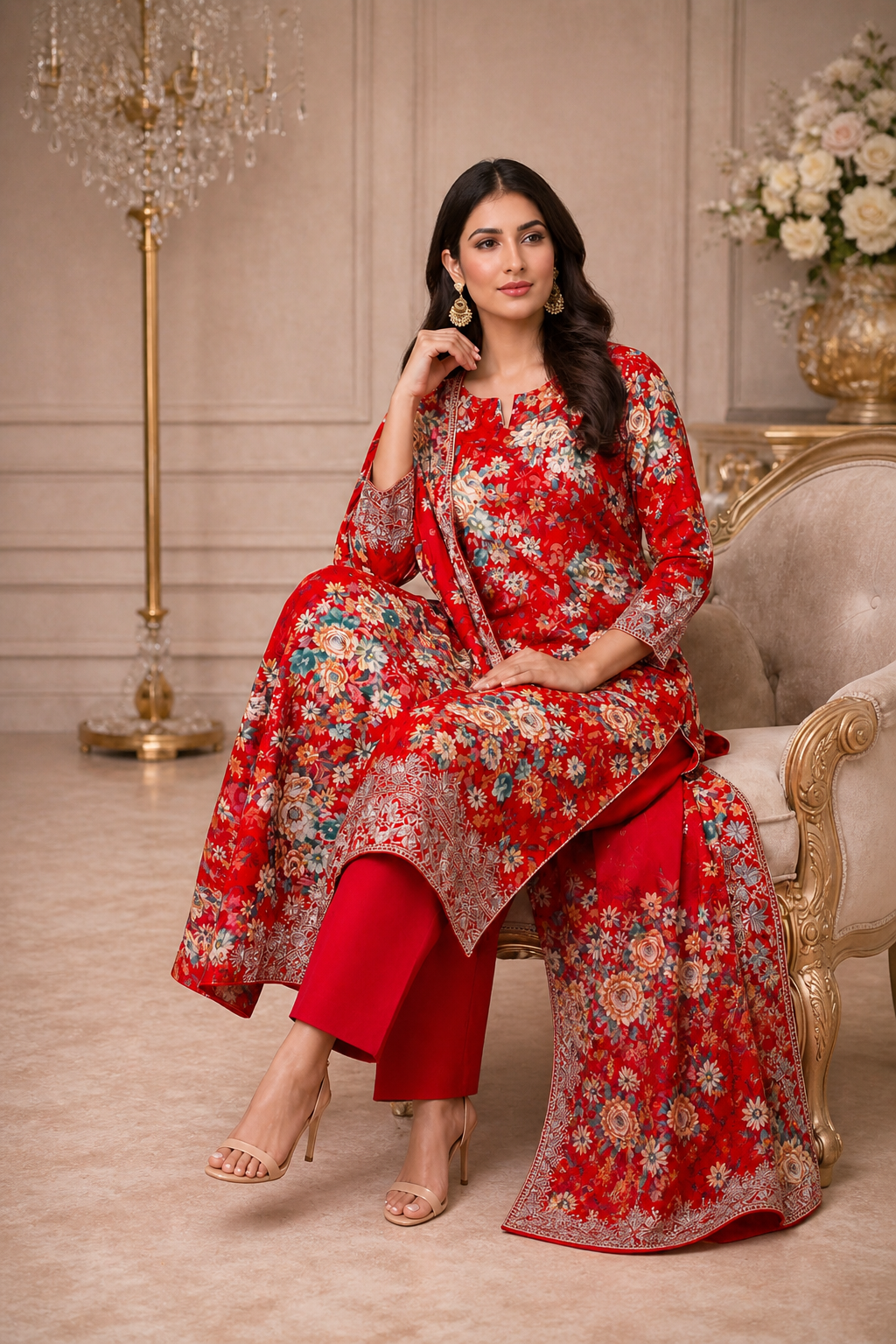 FLORAL SADABAHAR EMB BOTTOM SMR50