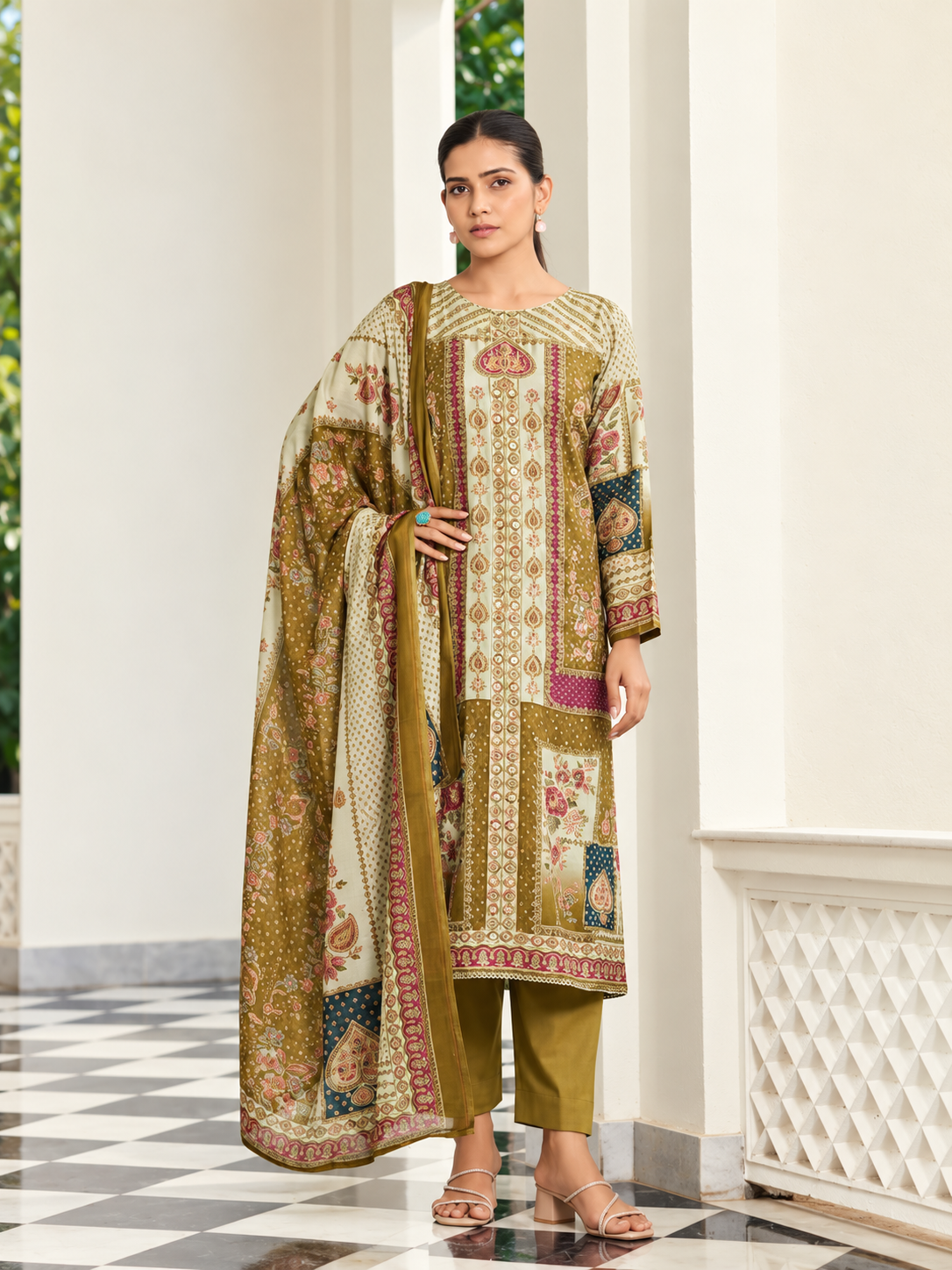 Printed Fancy Muslin Suit || 3101