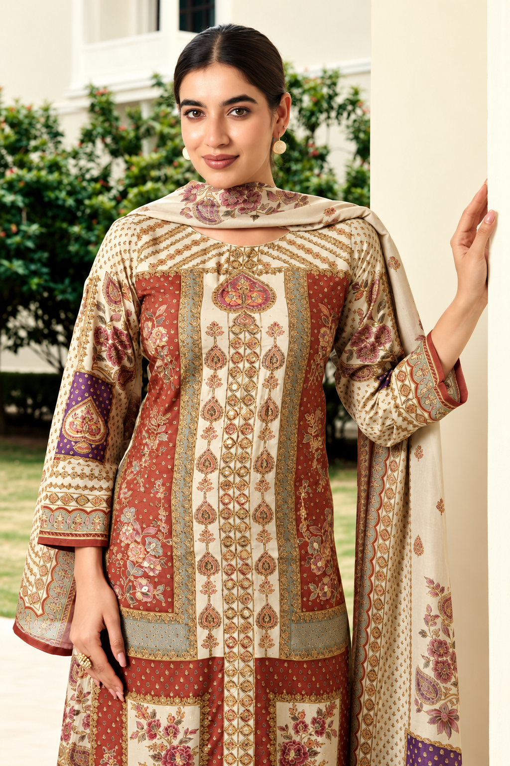 Printed Fancy Muslin Suit || 3102