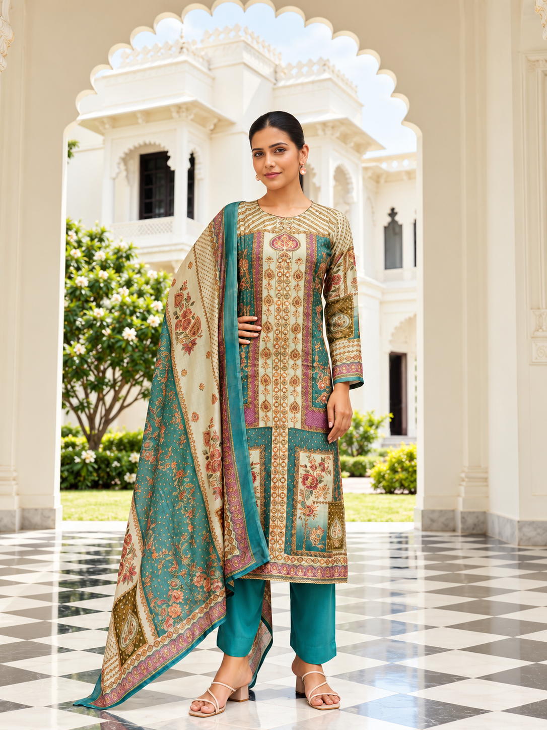 Printed Fancy Muslin Suit || 3103
