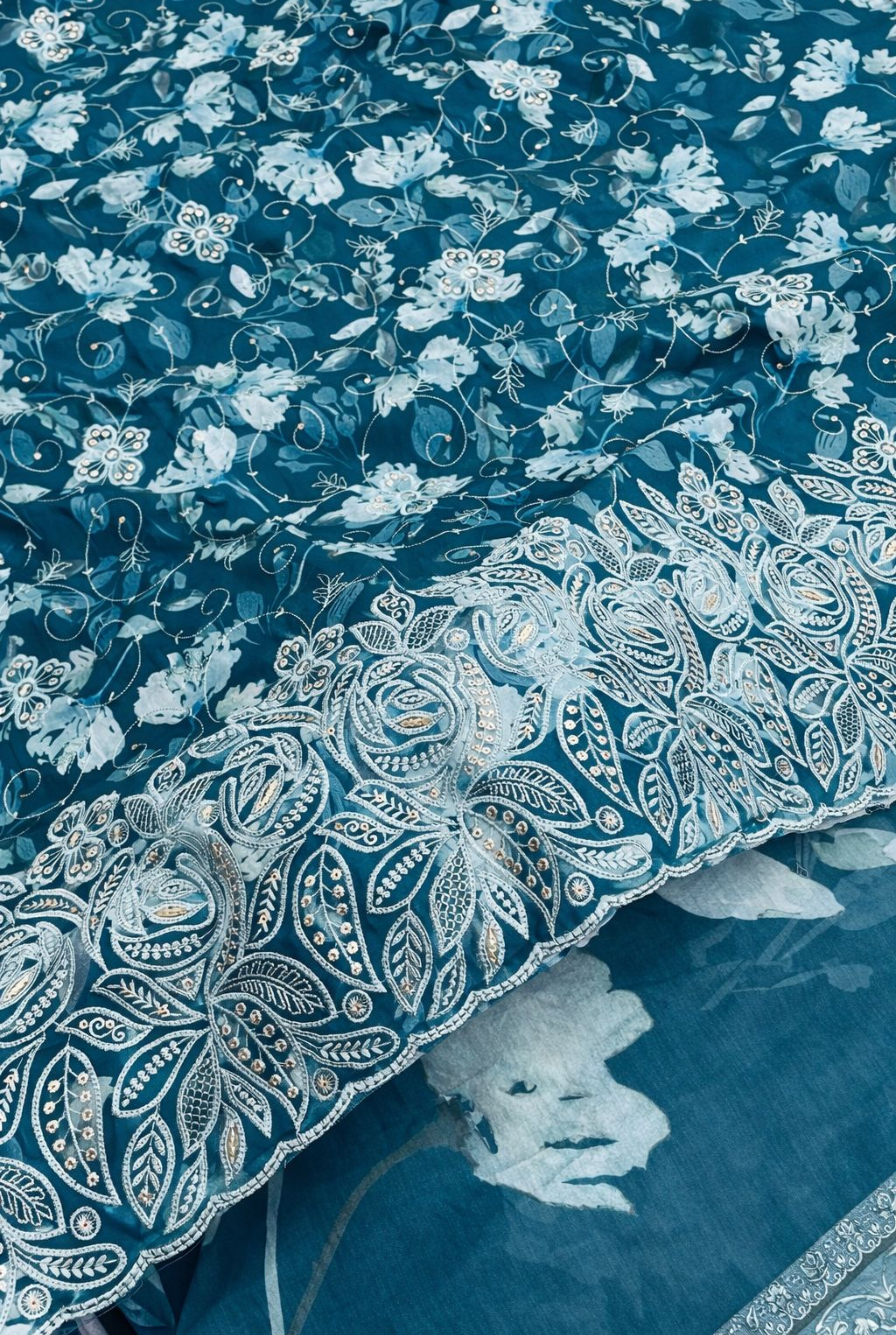 Teal Aura Embroidered Cotton Series | 1401